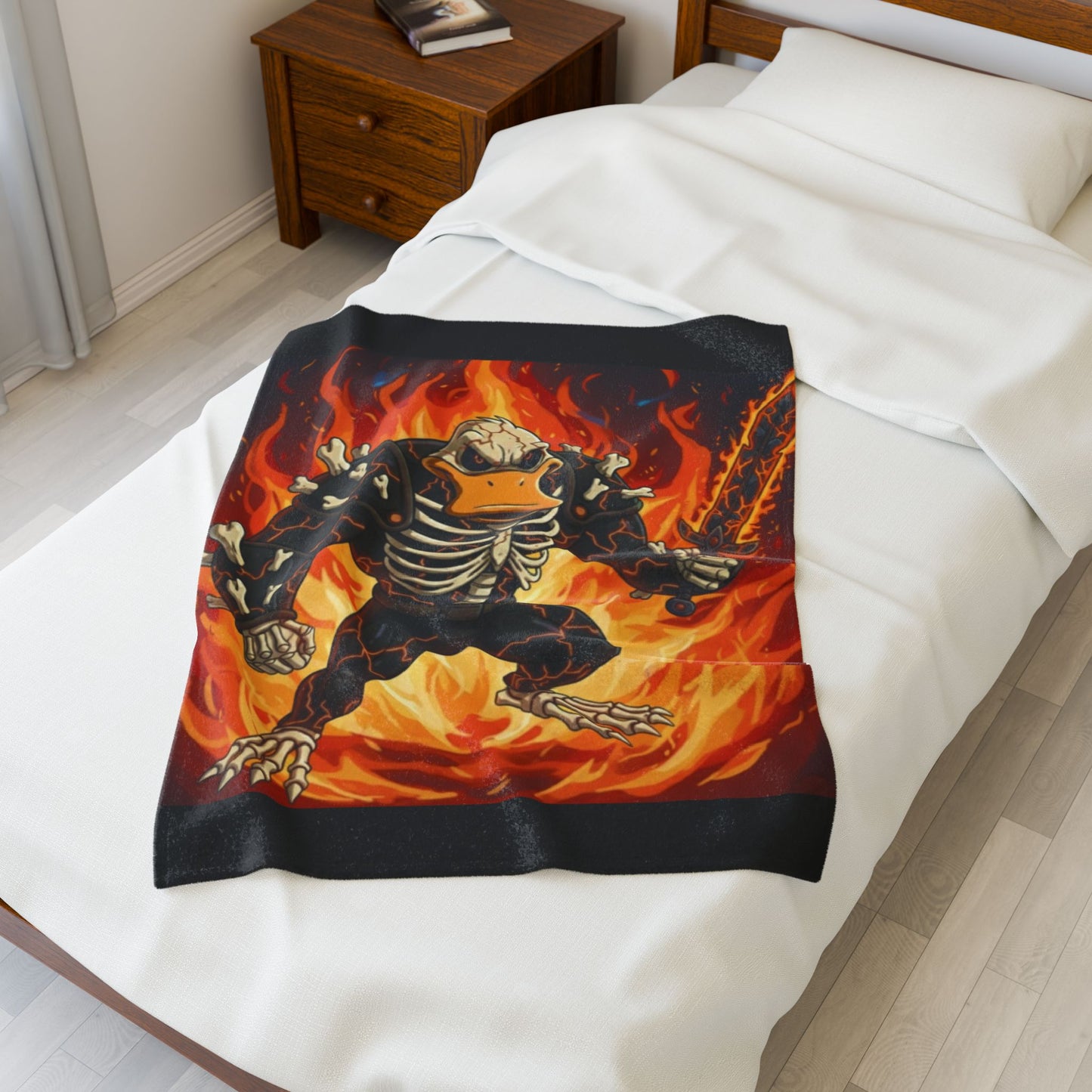 Halloween Agent Quacks Series Velveteen Plush Blanket - Skeleton Quacks Design