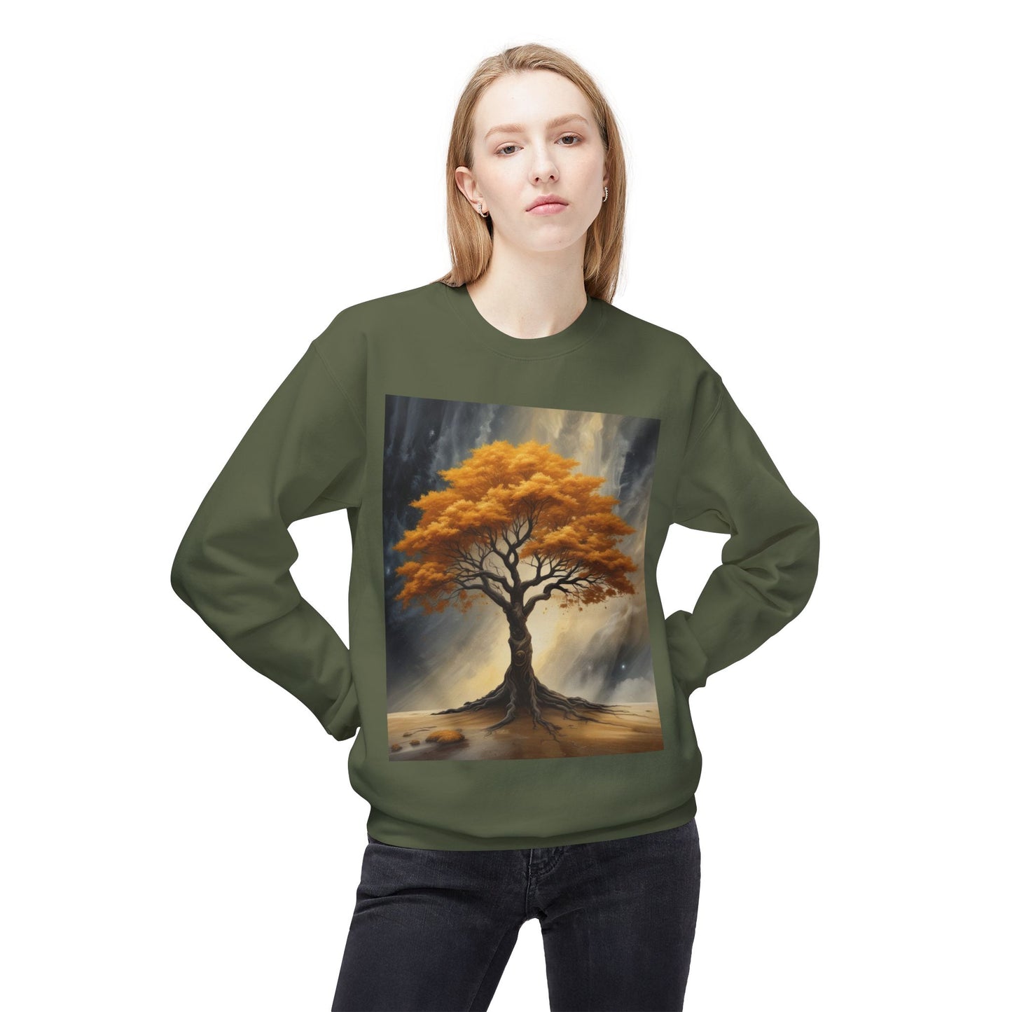 Autumn Tree Sweatshirt, Cozy Fall Apparel, Unisex Crewneck, Nature Lover Gift, Thanksgiving Outfit, Artistic Fleece Sweatshirt