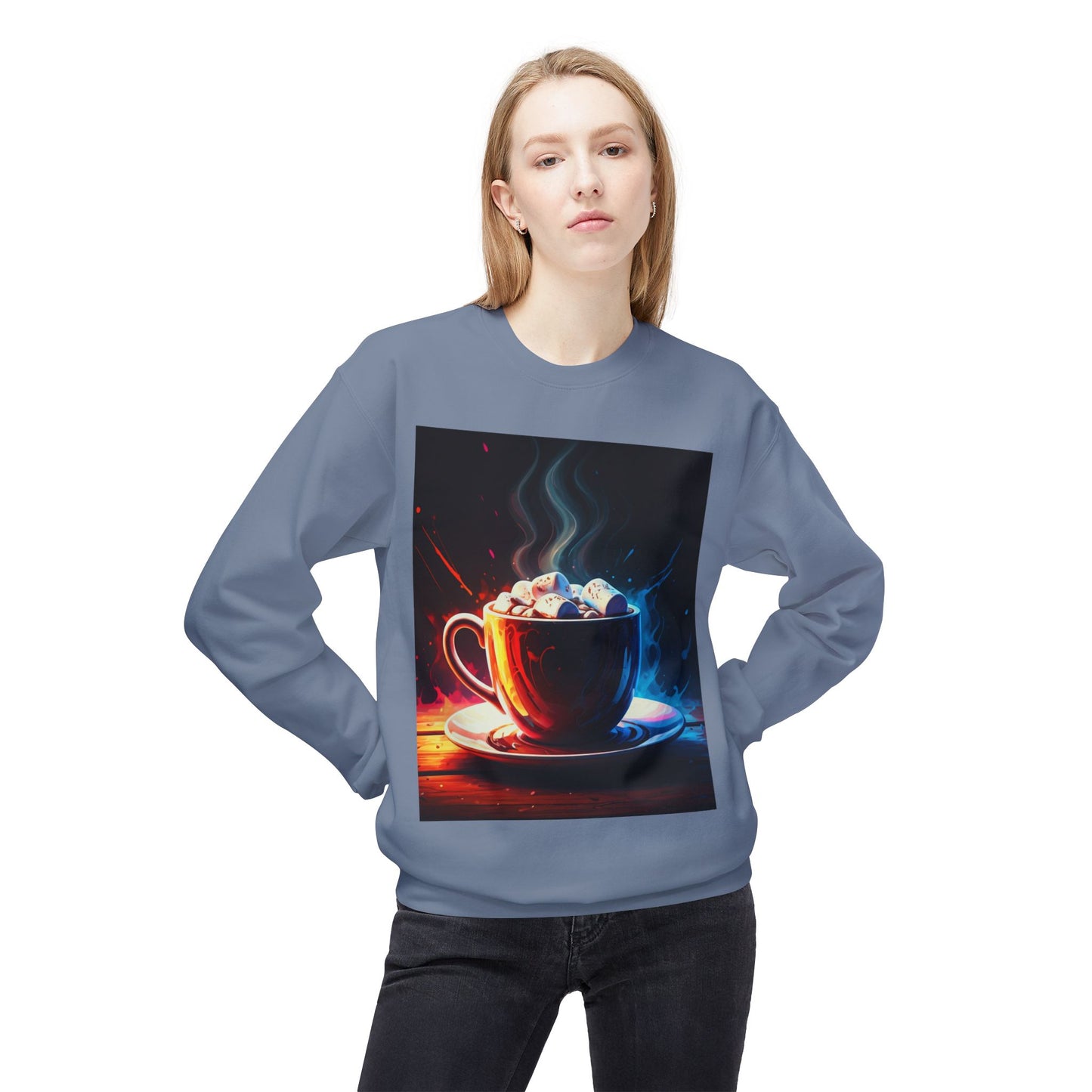 Abstract Hot Chocolate Graphic Unisex Midweight Softstyle Fleece Crewneck Sweatshirt