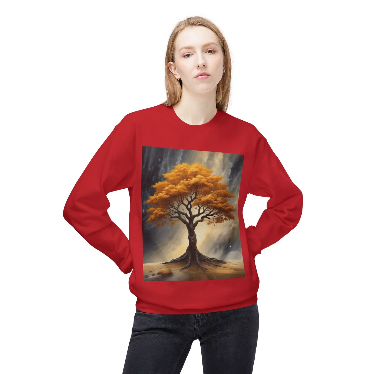 Autumn Tree Sweatshirt, Cozy Fall Apparel, Unisex Crewneck, Nature Lover Gift, Thanksgiving Outfit, Artistic Fleece Sweatshirt