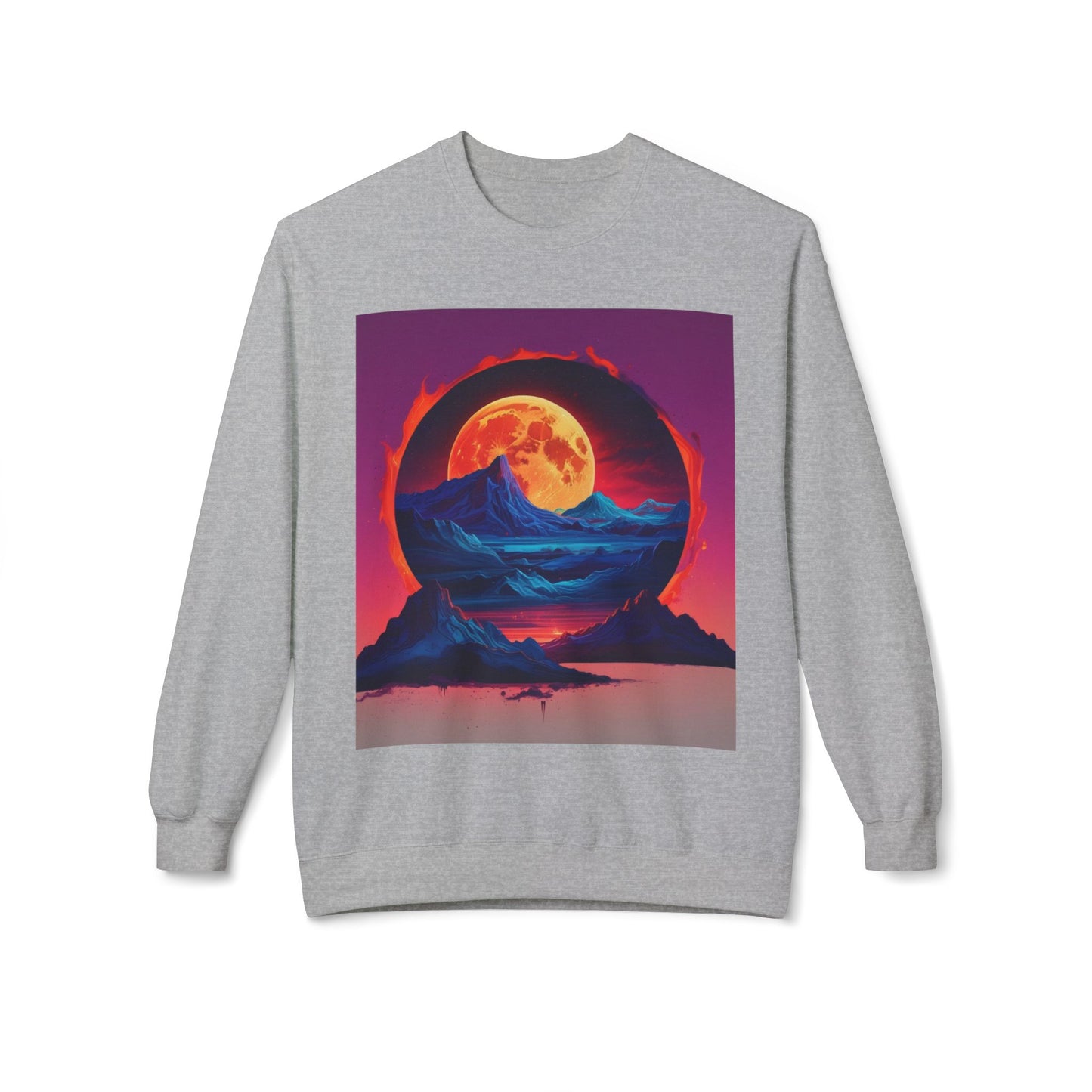 Moon Abstract Graphic Art Unisex Midweight Soft style Fleece Crewneck Sweatshirt