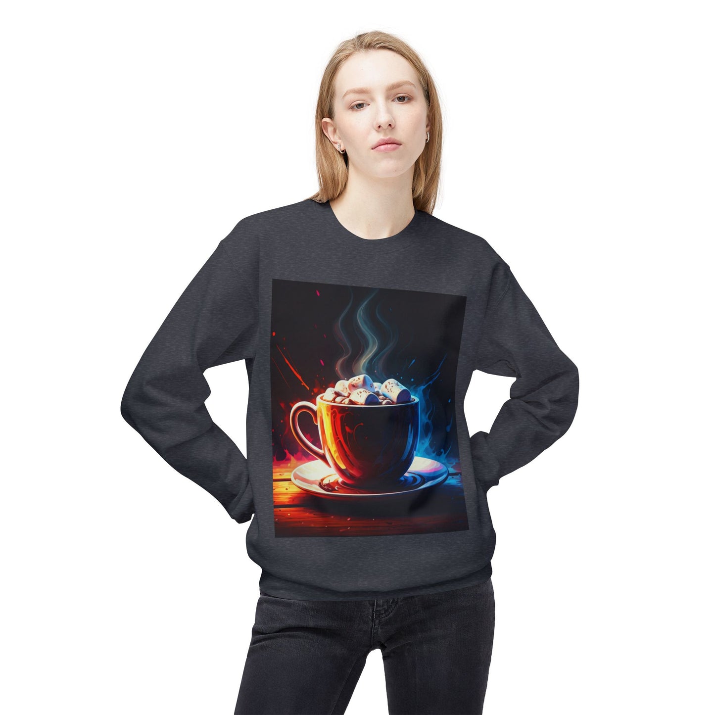 Abstract Hot Chocolate Graphic Unisex Midweight Softstyle Fleece Crewneck Sweatshirt