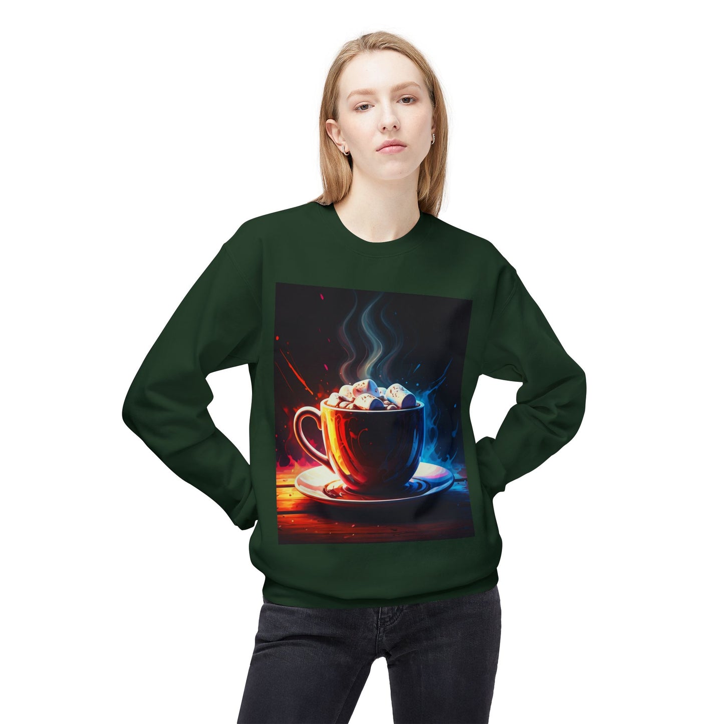 Abstract Hot Chocolate Graphic Unisex Midweight Softstyle Fleece Crewneck Sweatshirt