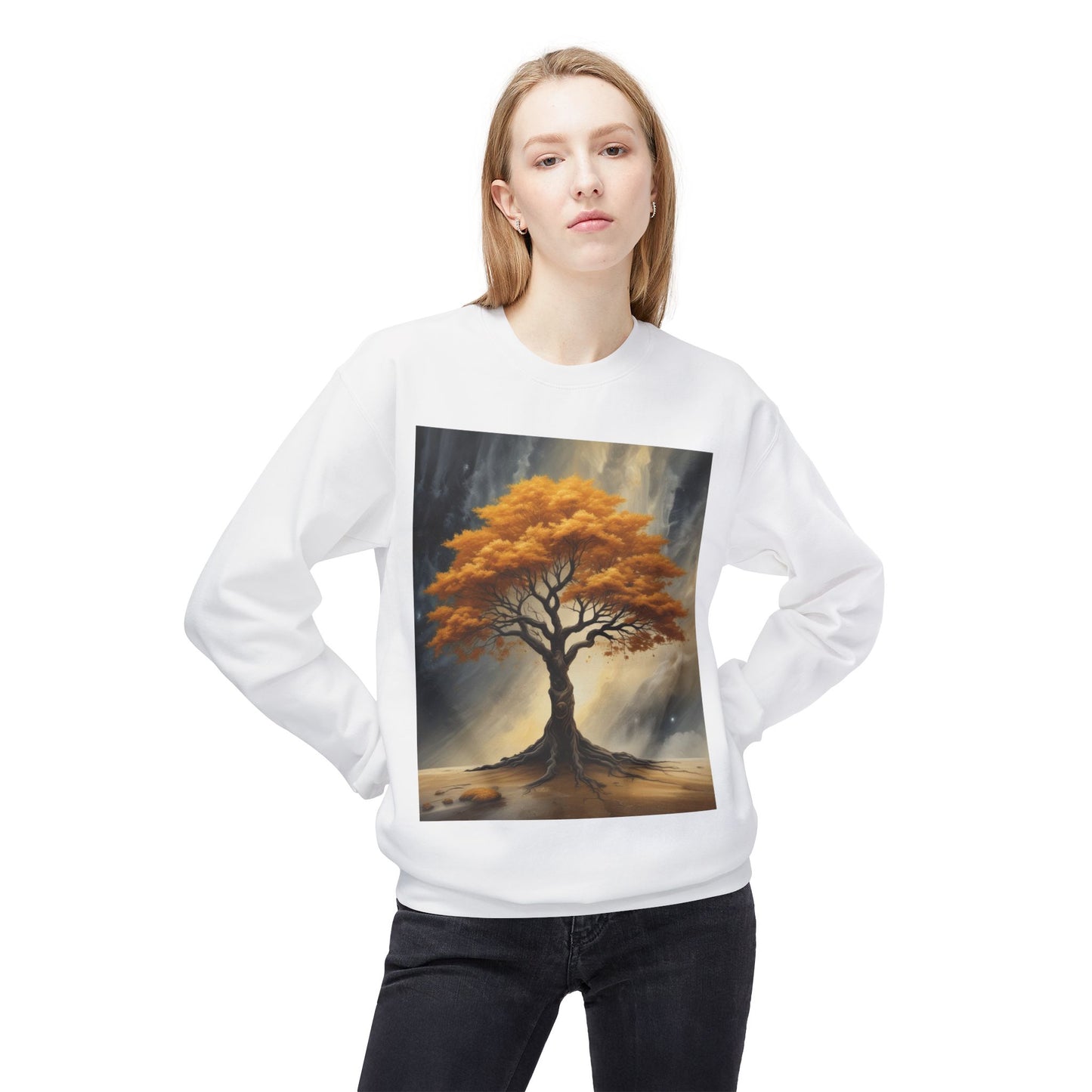 Autumn Tree Sweatshirt, Cozy Fall Apparel, Unisex Crewneck, Nature Lover Gift, Thanksgiving Outfit, Artistic Fleece Sweatshirt