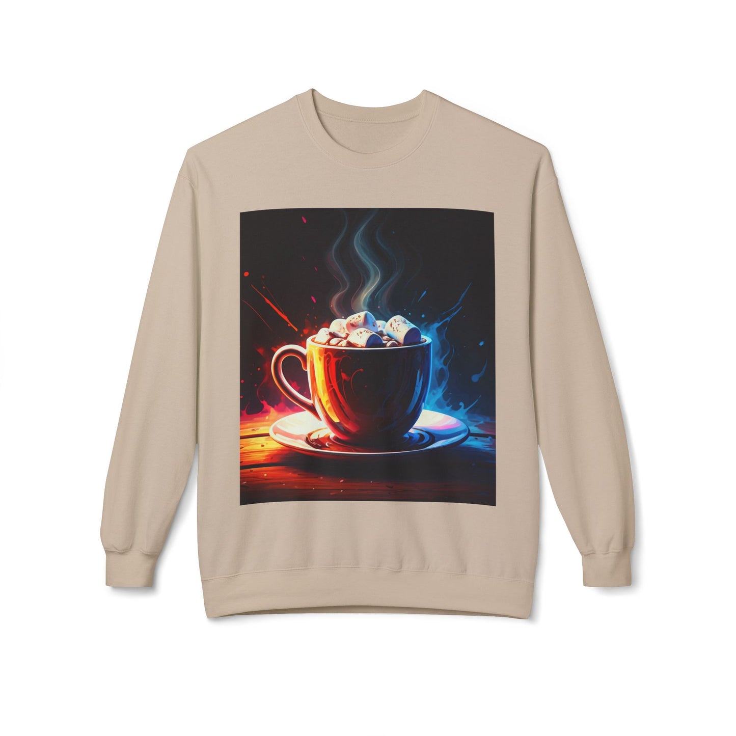 Abstract Hot Chocolate Graphic Unisex Midweight Softstyle Fleece Crewneck Sweatshirt