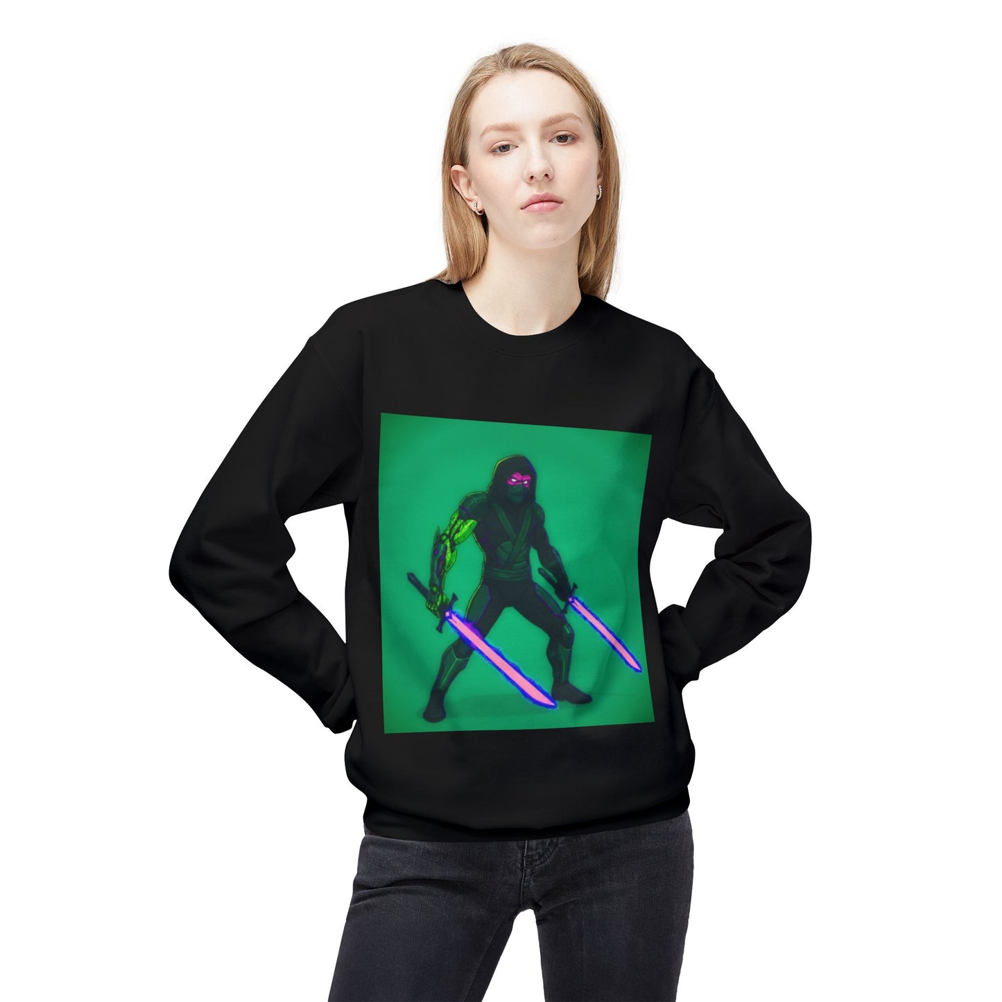 Agent Quacks Series Unisex Midweight Softstyle Fleece Crewneck Sweatshirt - Assassin Xavier Design