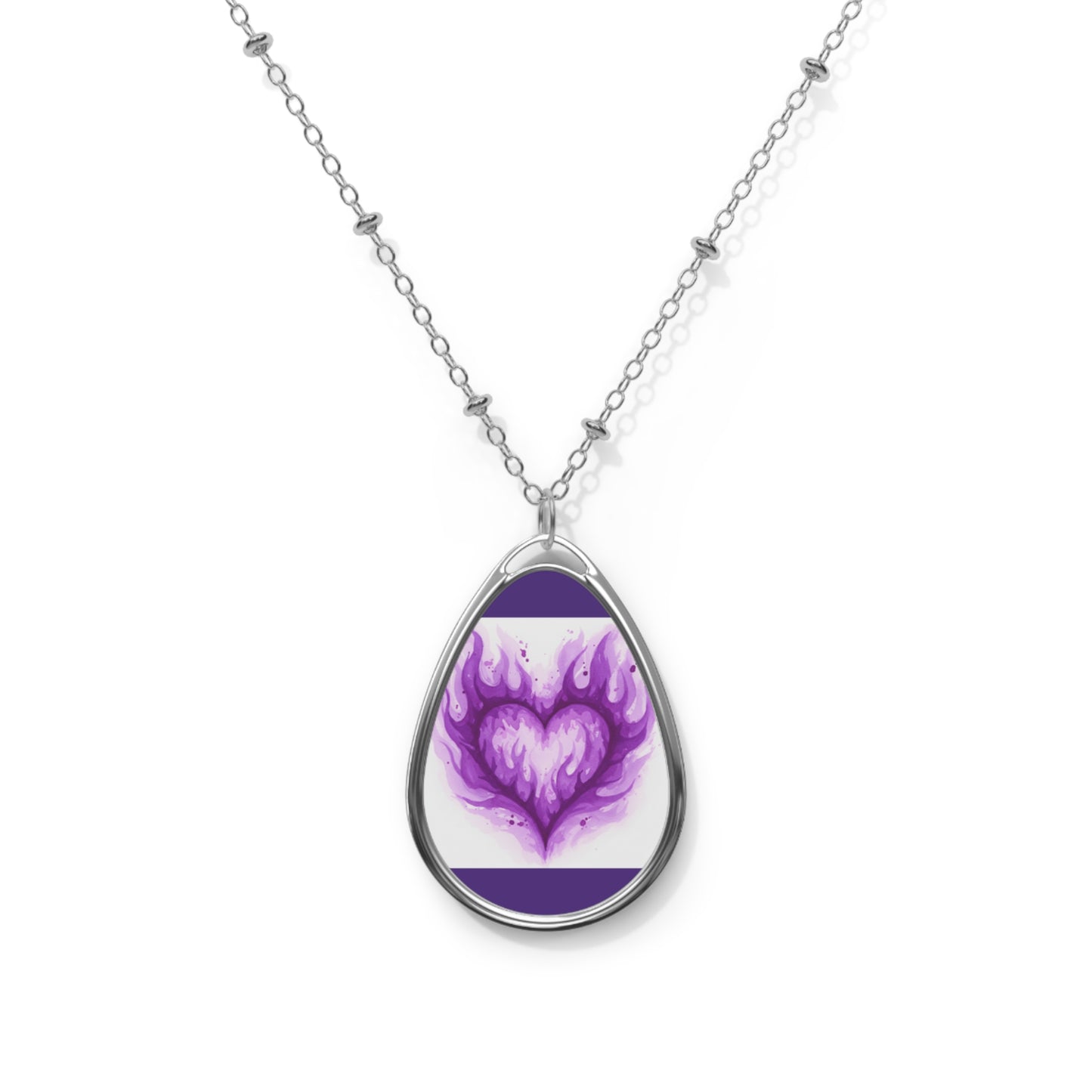 Fire Heart Oval Necklace