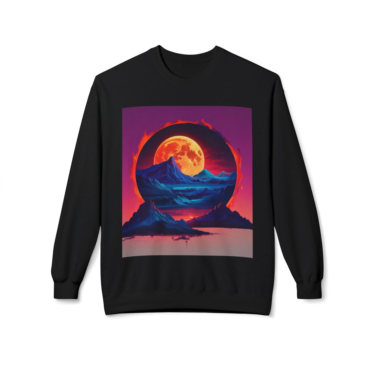 Moon Abstract Graphic Art Unisex Midweight Soft style Fleece Crewneck Sweatshirt