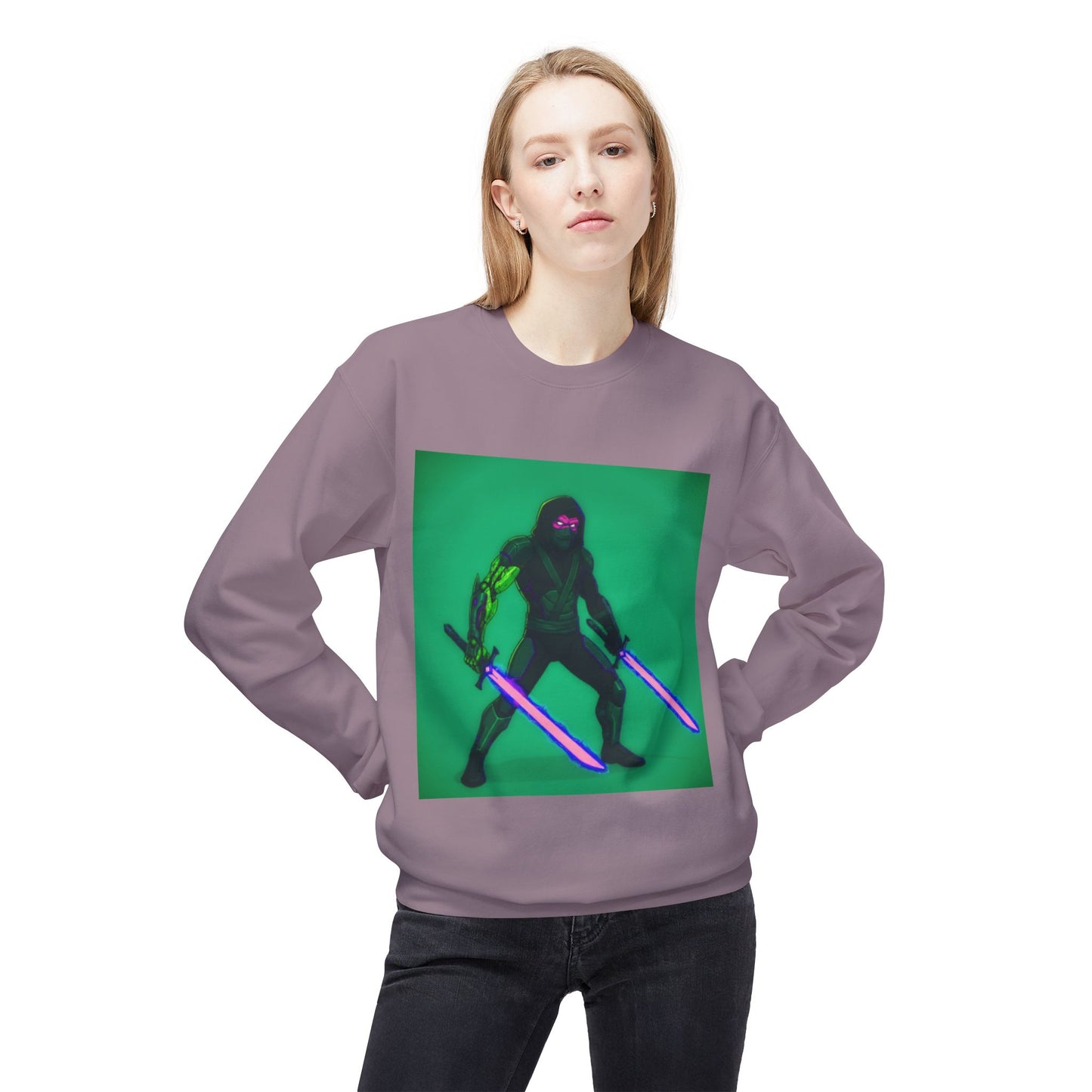 Agent Quacks Series Unisex Midweight Softstyle Fleece Crewneck Sweatshirt - Assassin Xavier Design