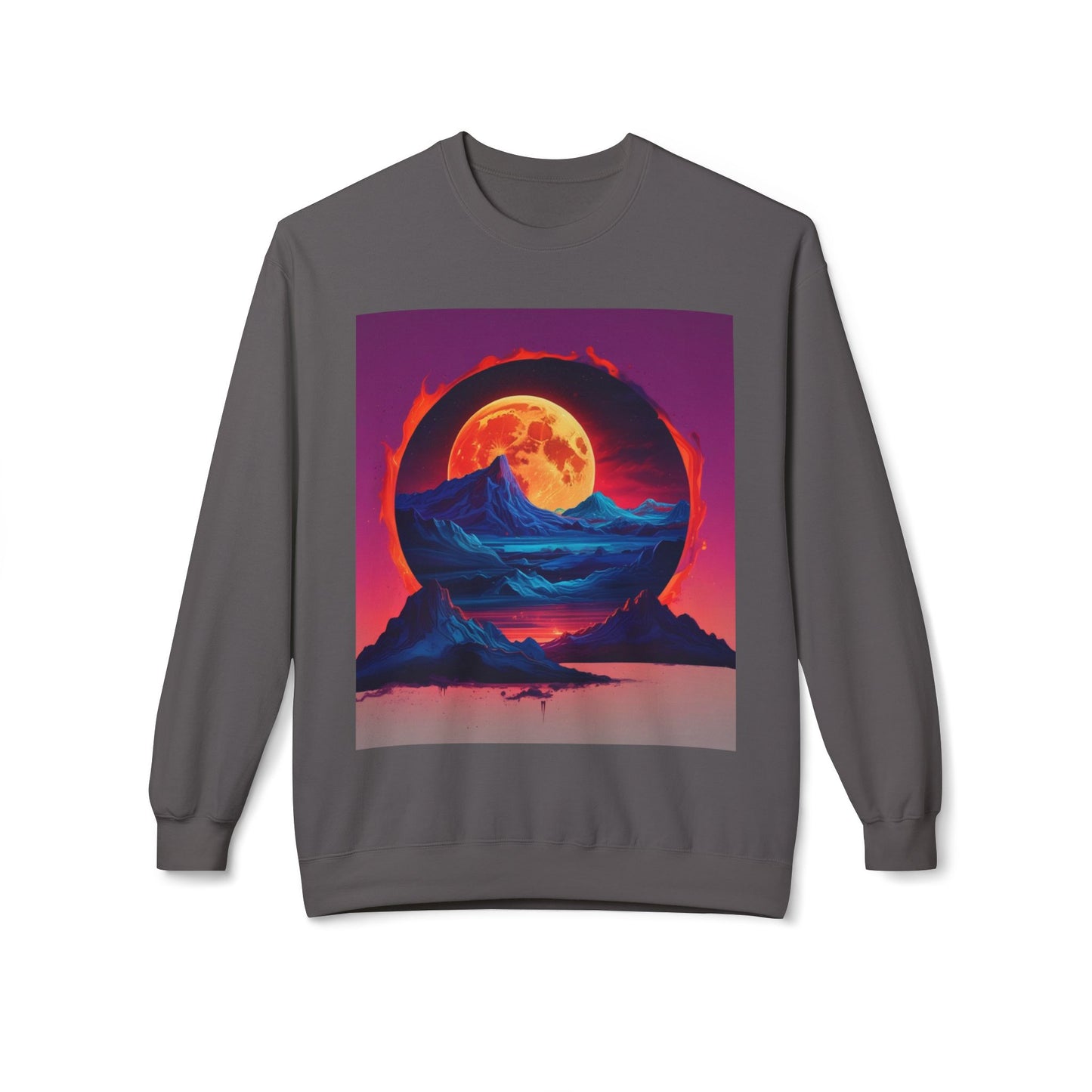 Moon Abstract Graphic Art Unisex Midweight Soft style Fleece Crewneck Sweatshirt