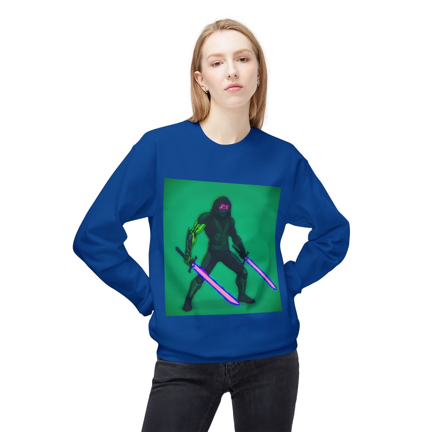 Agent Quacks Series Unisex Midweight Softstyle Fleece Crewneck Sweatshirt - Assassin Xavier Design