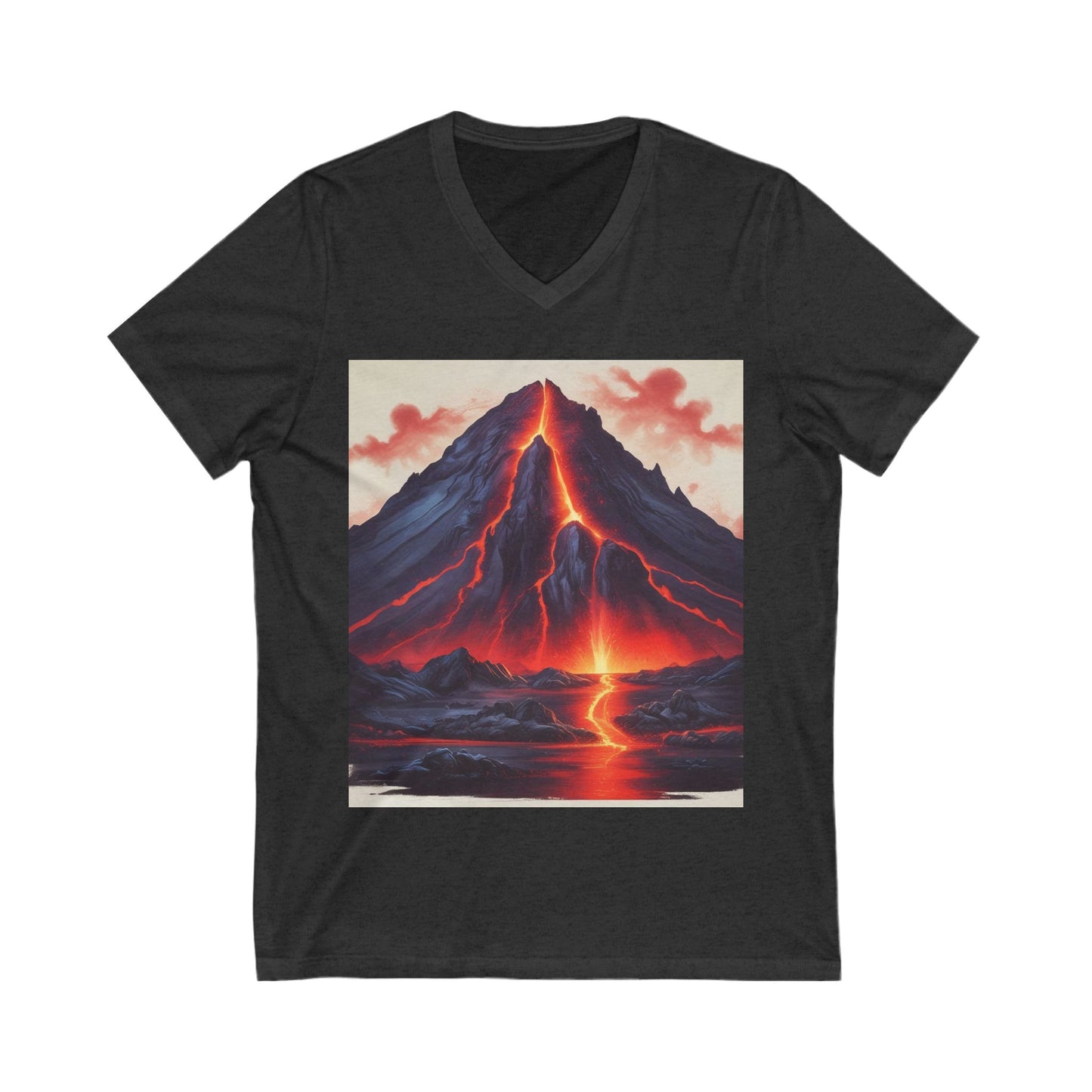 Volcanic Eruption V-Neck Tee, Lava Art T-Shirt, Nature Lover Gift, Unisex Tee, Adventure Top, Birthday Shirt