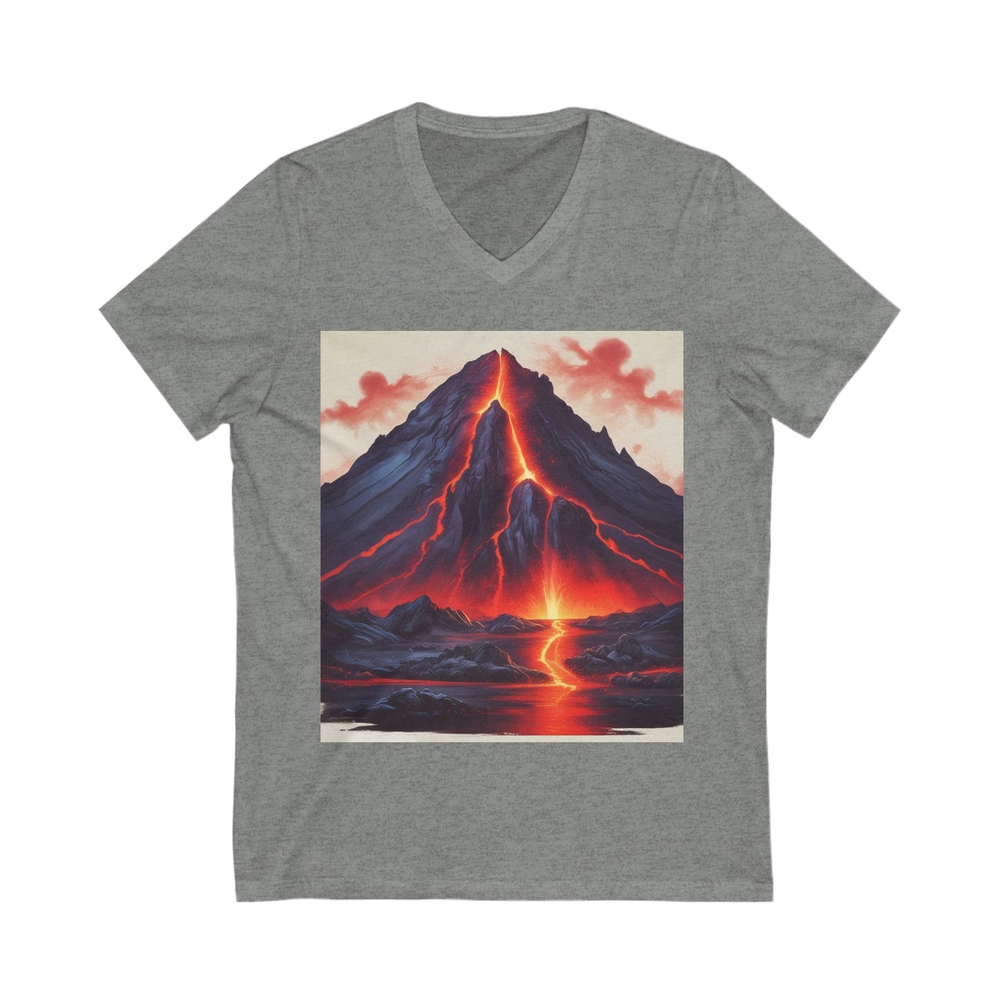 Volcanic Eruption V-Neck Tee, Lava Art T-Shirt, Nature Lover Gift, Unisex Tee, Adventure Top, Birthday Shirt