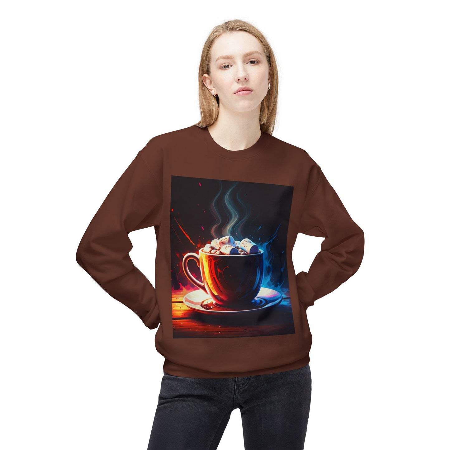 Abstract Hot Chocolate Graphic Unisex Midweight Softstyle Fleece Crewneck Sweatshirt