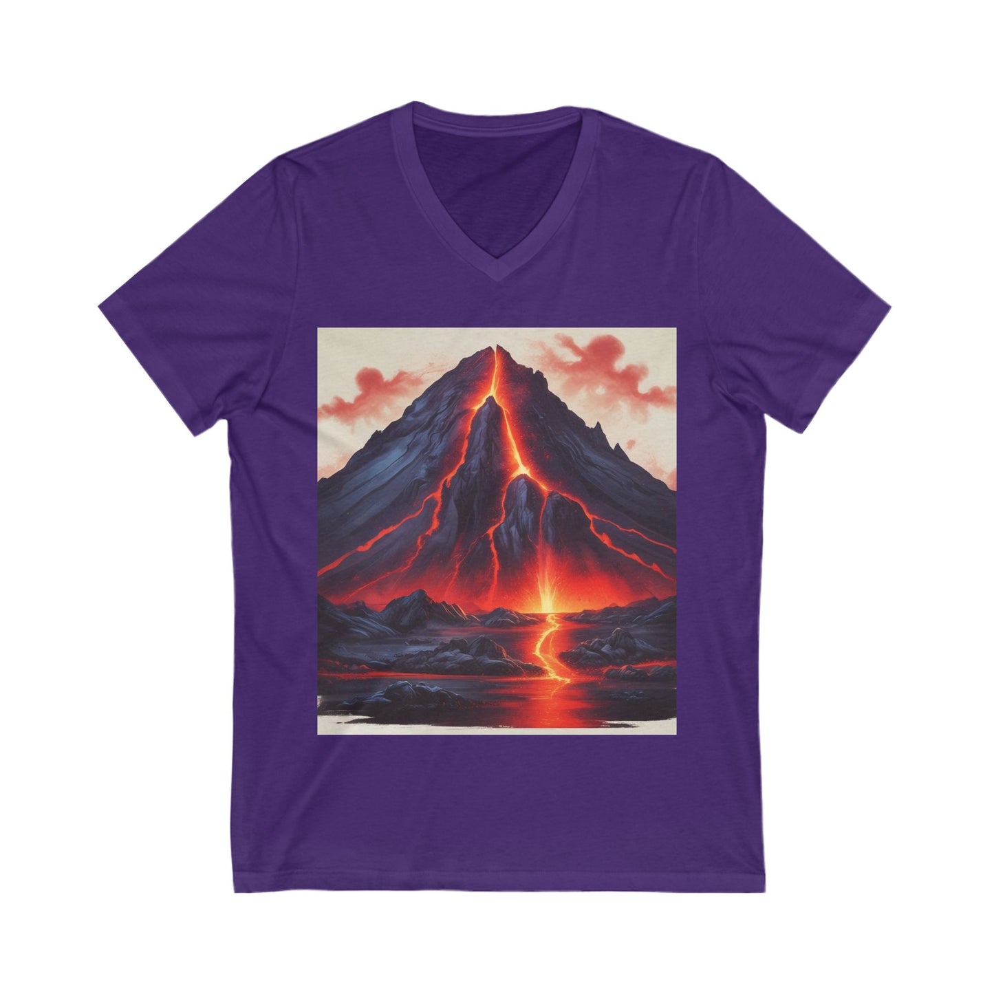 Volcanic Eruption V-Neck Tee, Lava Art T-Shirt, Nature Lover Gift, Unisex Tee, Adventure Top, Birthday Shirt