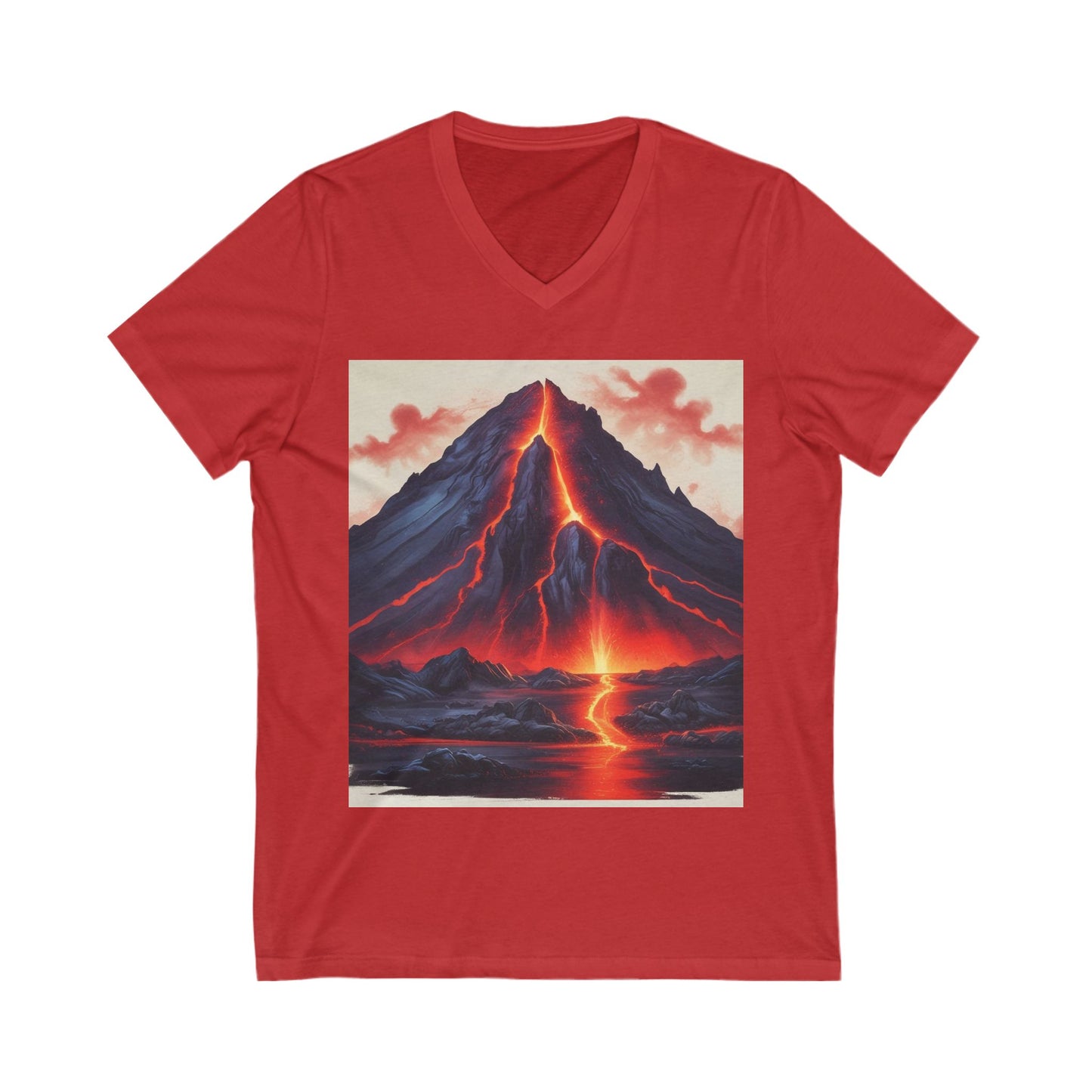 Volcanic Eruption V-Neck Tee, Lava Art T-Shirt, Nature Lover Gift, Unisex Tee, Adventure Top, Birthday Shirt