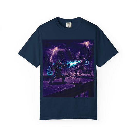 Gearshift vs Blitz: Rooftop Battle – Unisex Garment-Dyed T-Shirt