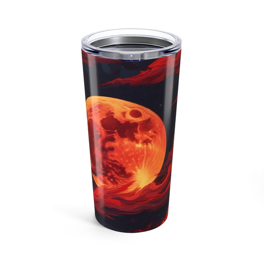 Fire Moon Tumbler 20oz - Celestial Travel Mug for Stargazers, Unique Gift for Astronomers, Space Decor, Birthday, Housewarming