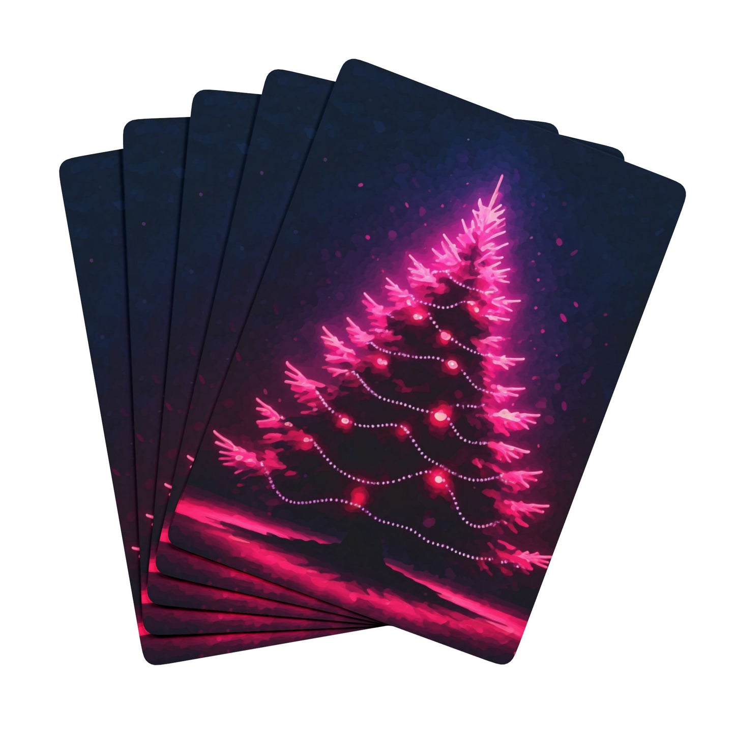 Pink Christmas Tree Poker Playing Cards