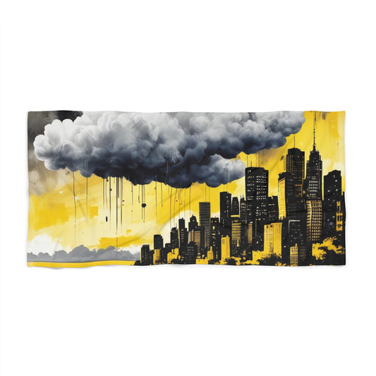 Raining City Beach Towel