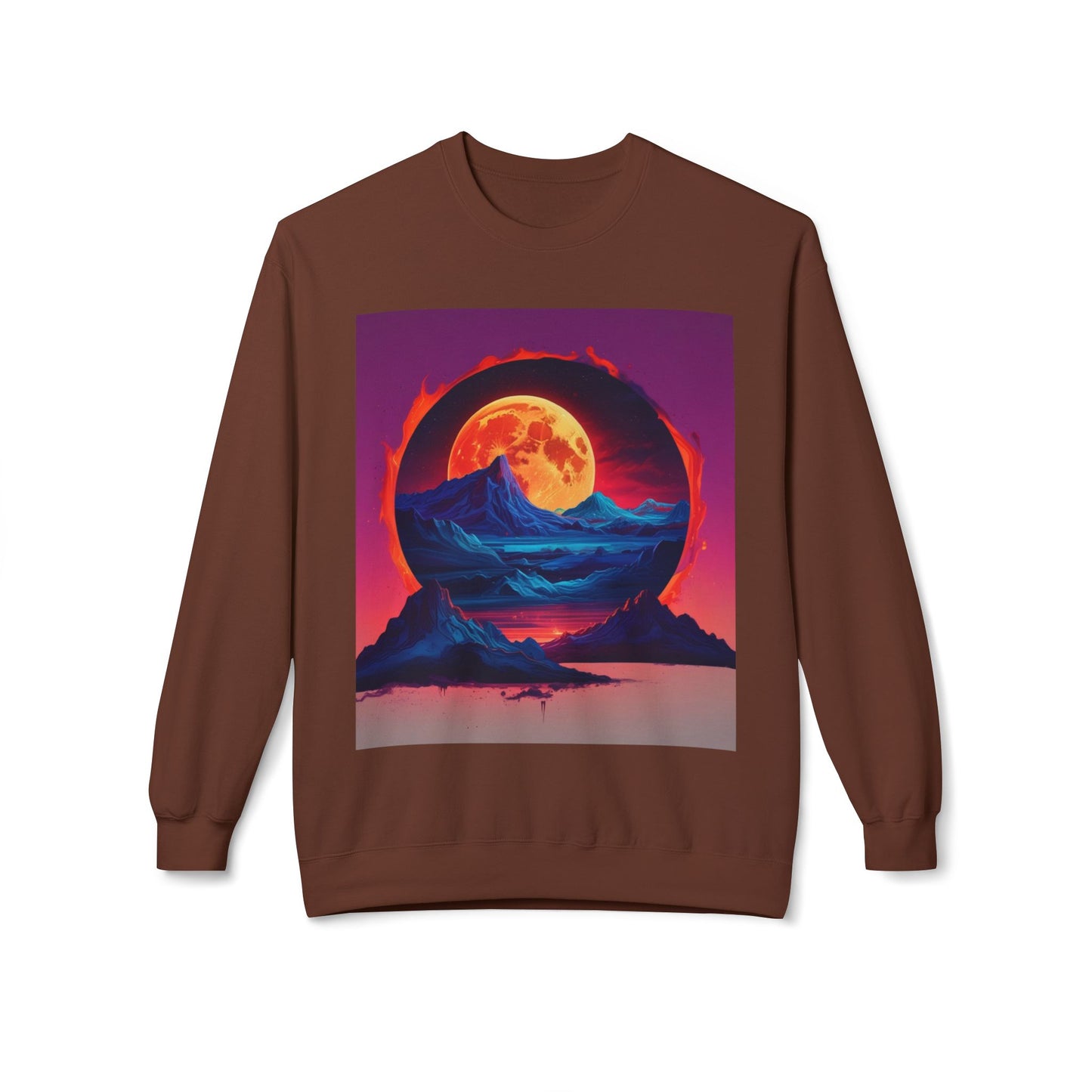 Moon Abstract Graphic Art Unisex Midweight Soft style Fleece Crewneck Sweatshirt