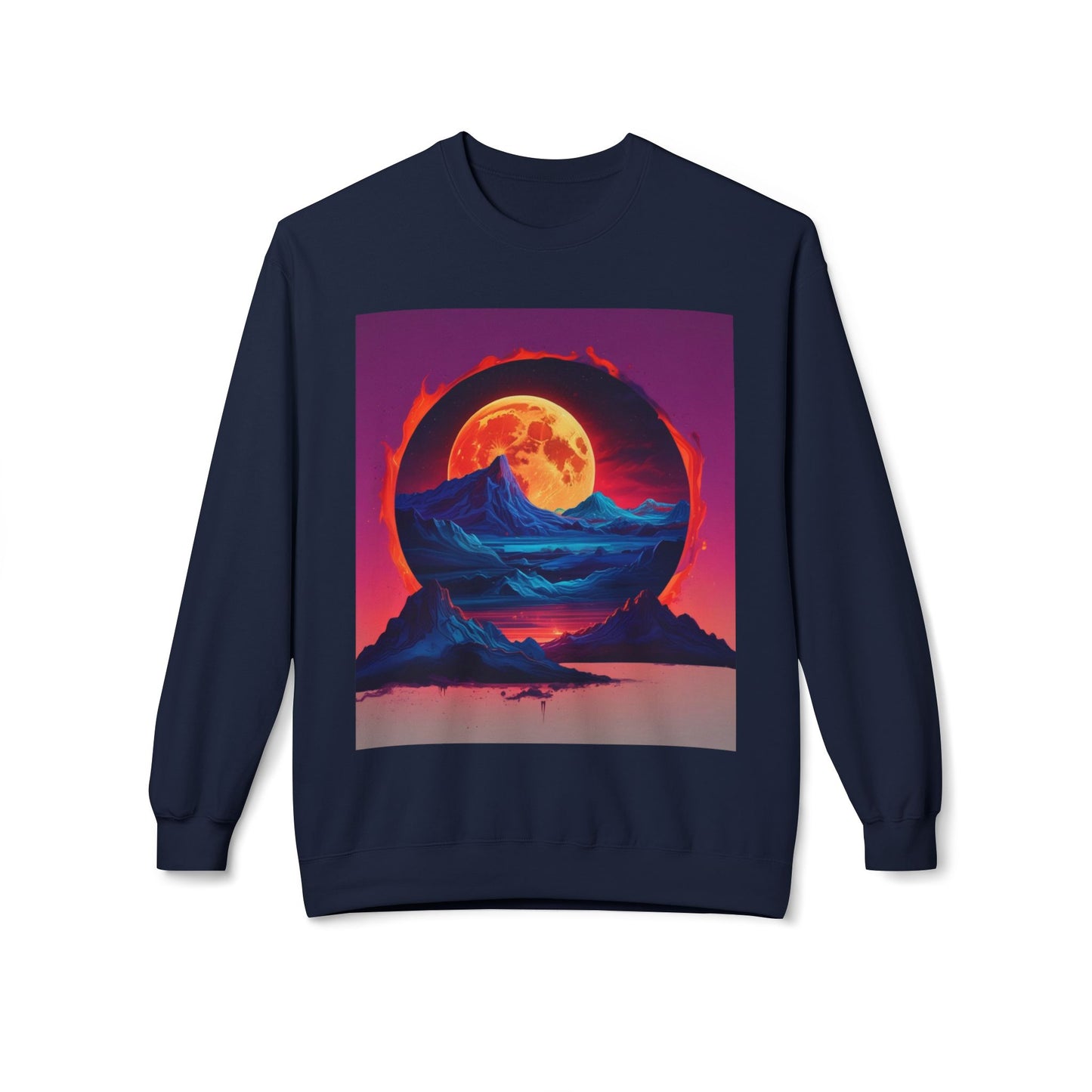 Moon Abstract Graphic Art Unisex Midweight Soft style Fleece Crewneck Sweatshirt