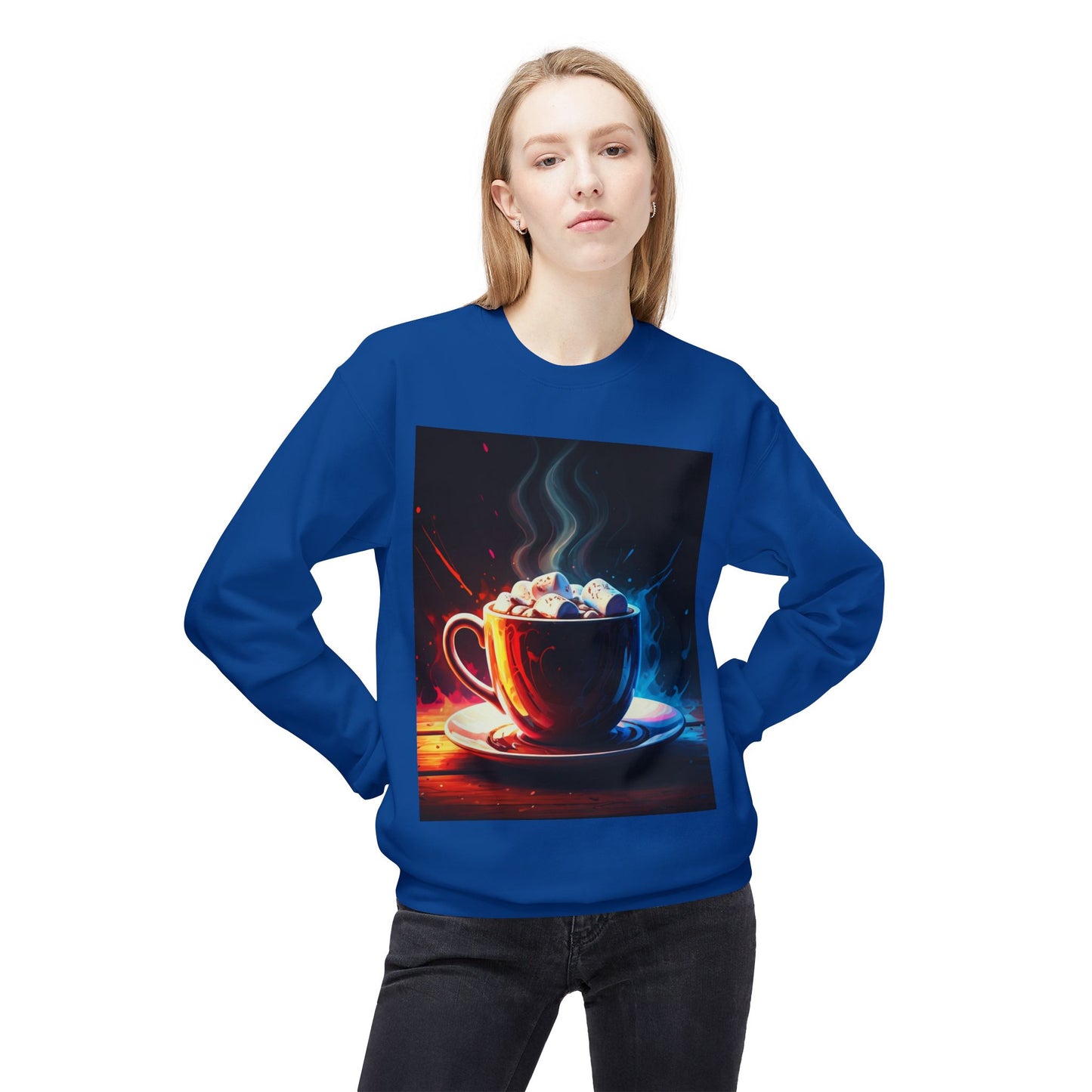 Abstract Hot Chocolate Graphic Unisex Midweight Softstyle Fleece Crewneck Sweatshirt