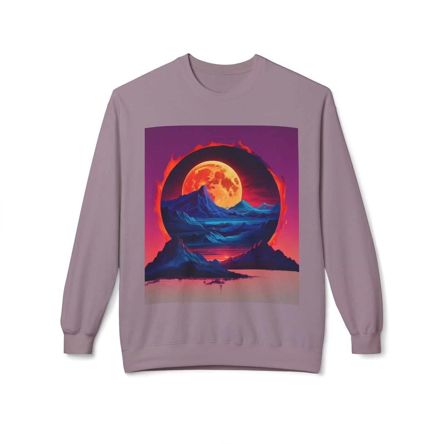 Moon Abstract Graphic Art Unisex Midweight Soft style Fleece Crewneck Sweatshirt