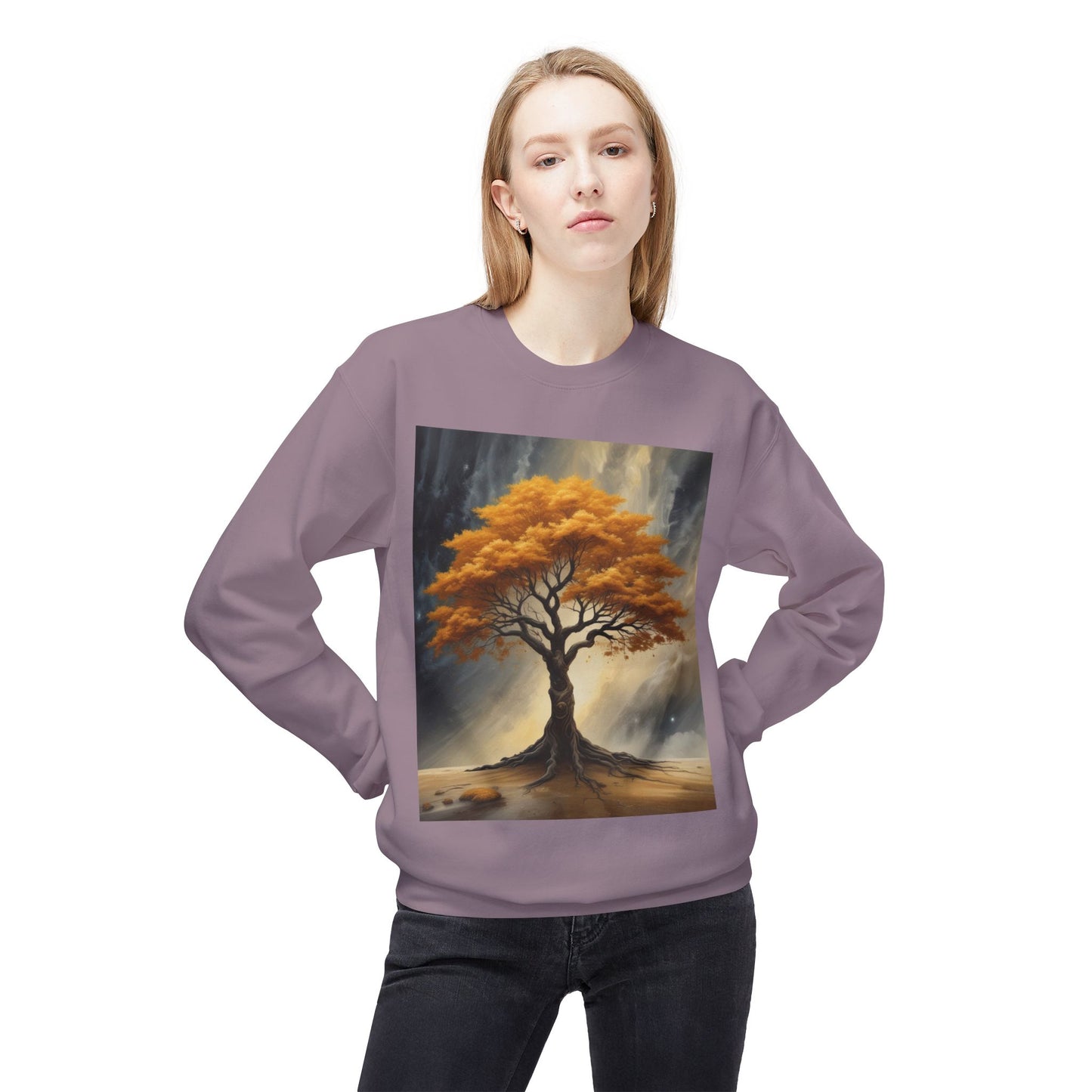 Autumn Tree Sweatshirt, Cozy Fall Apparel, Unisex Crewneck, Nature Lover Gift, Thanksgiving Outfit, Artistic Fleece Sweatshirt