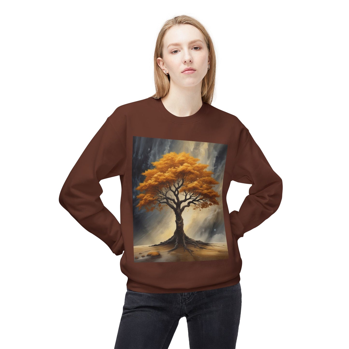 Autumn Tree Sweatshirt, Cozy Fall Apparel, Unisex Crewneck, Nature Lover Gift, Thanksgiving Outfit, Artistic Fleece Sweatshirt