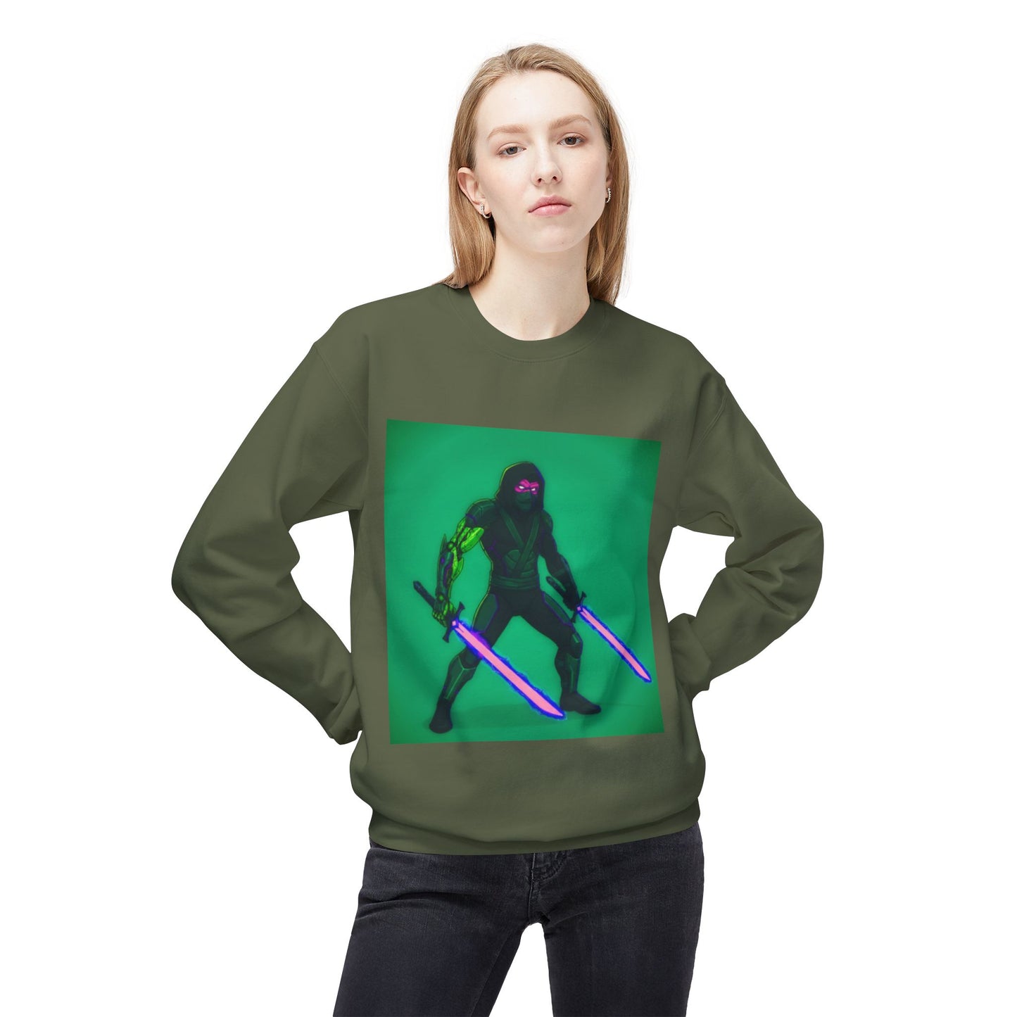 Agent Quacks Series Unisex Midweight Softstyle Fleece Crewneck Sweatshirt - Assassin Xavier Design