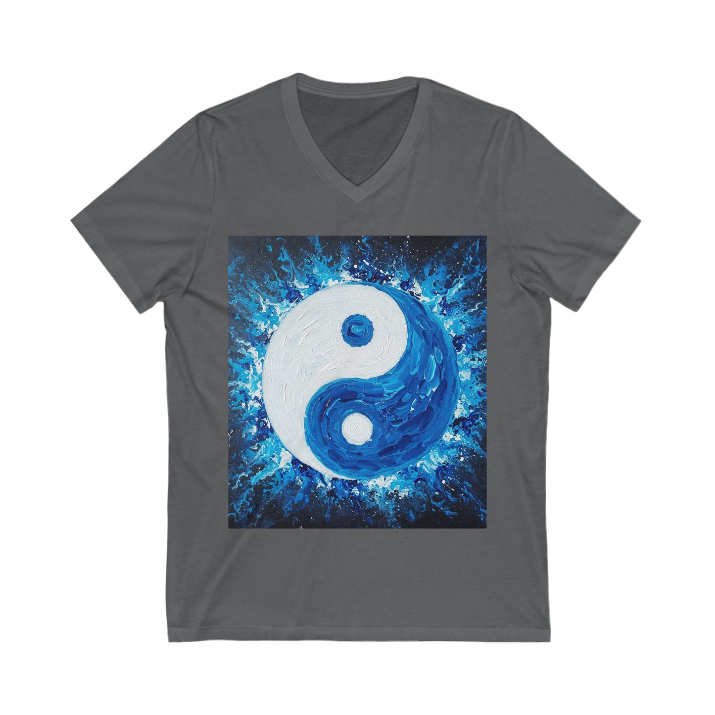 Yin Yang V-Neck Tee, Unisex Short Sleeve Shirt, Bohemian Style Top, Meditation Apparel, Gift for Yoga Lovers, Harmony Fashion