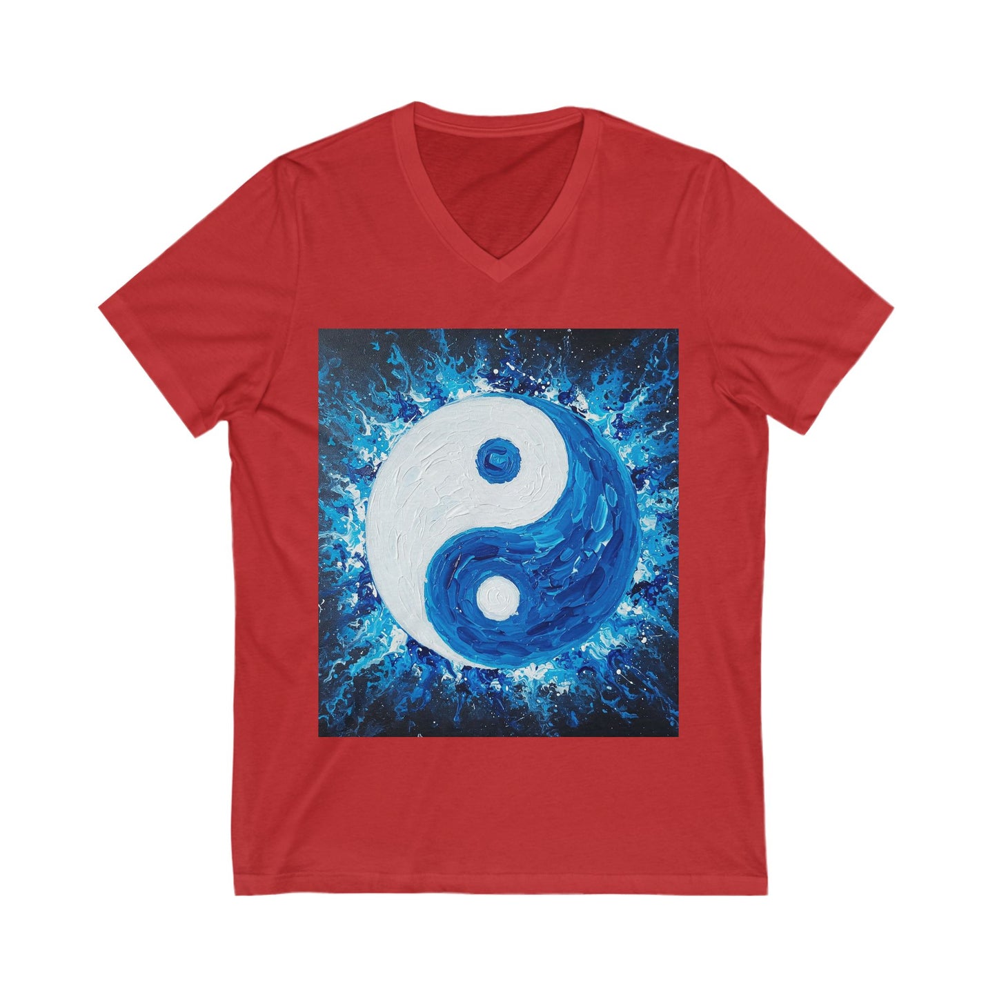 Yin Yang V-Neck Tee, Unisex Short Sleeve Shirt, Bohemian Style Top, Meditation Apparel, Gift for Yoga Lovers, Harmony Fashion