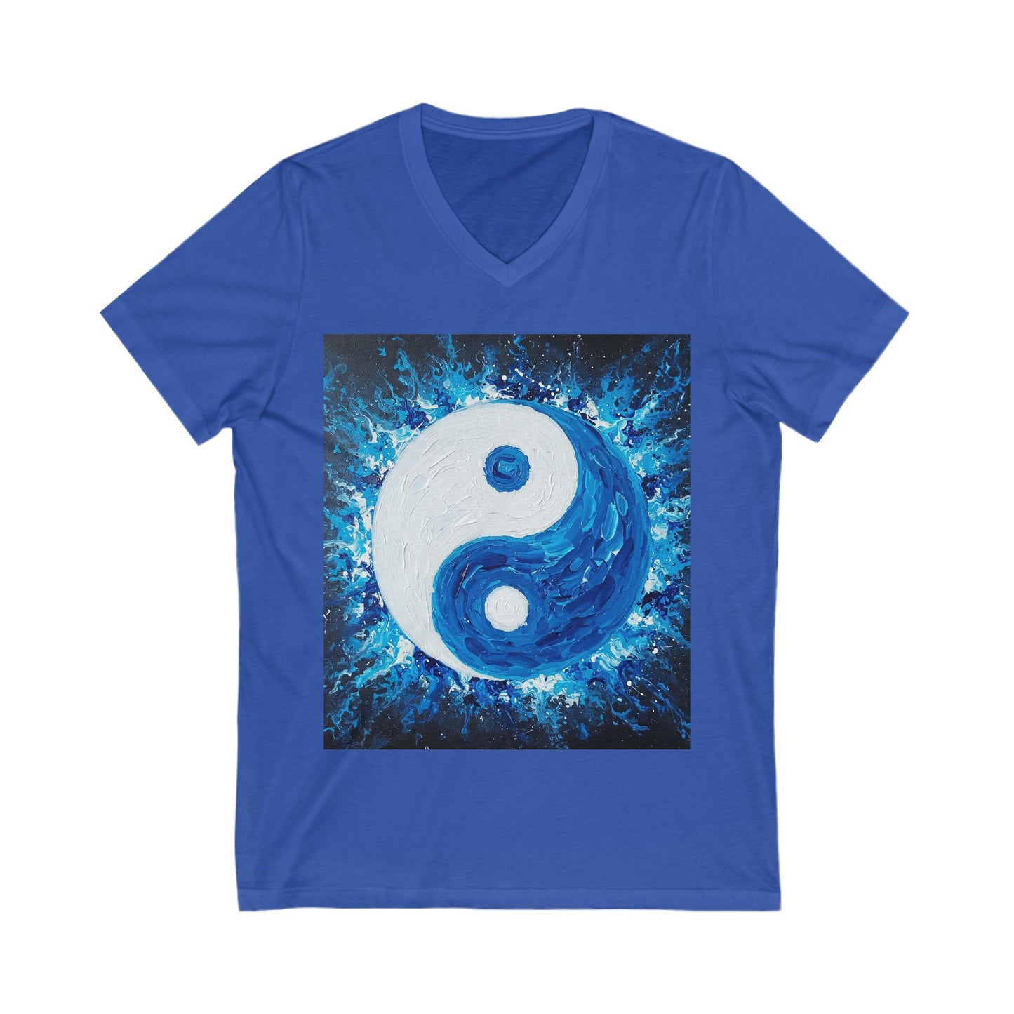 Yin Yang V-Neck Tee, Unisex Short Sleeve Shirt, Bohemian Style Top, Meditation Apparel, Gift for Yoga Lovers, Harmony Fashion