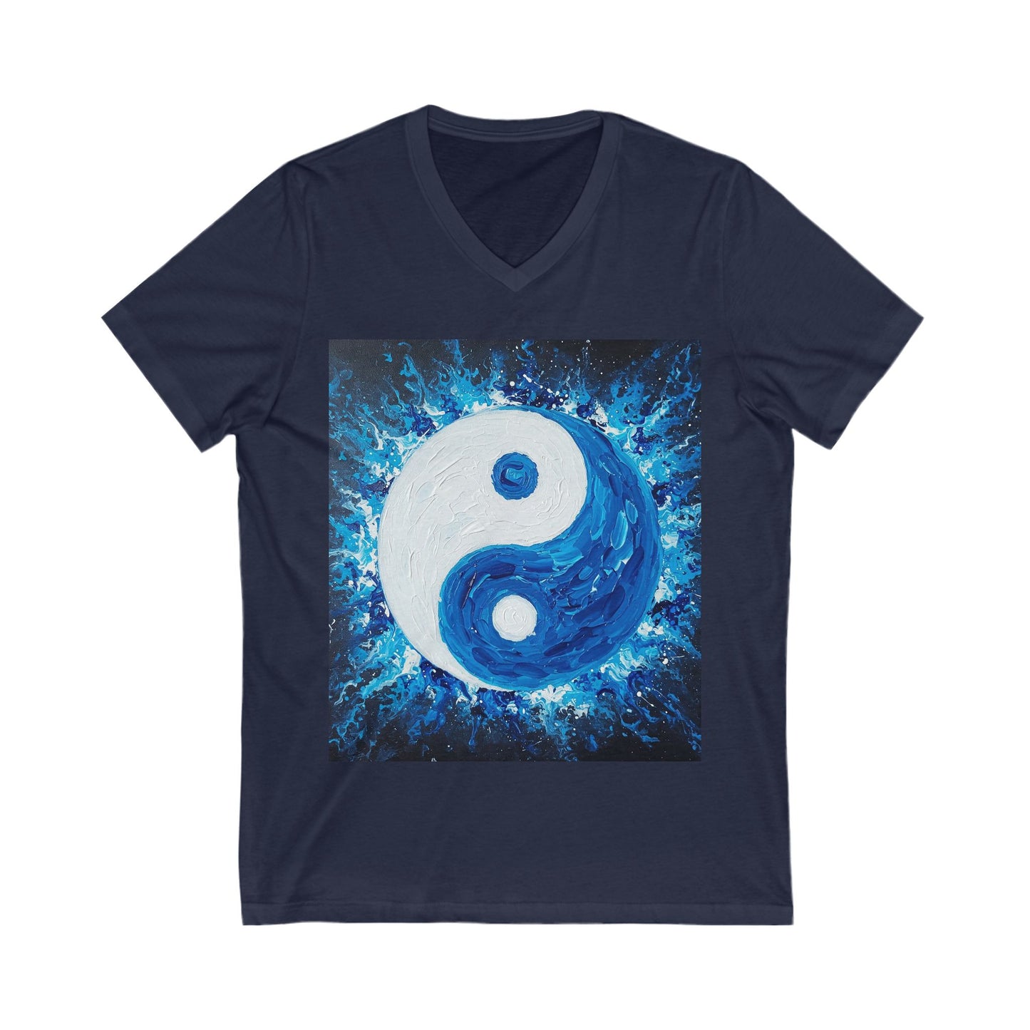 Yin Yang V-Neck Tee, Unisex Short Sleeve Shirt, Bohemian Style Top, Meditation Apparel, Gift for Yoga Lovers, Harmony Fashion