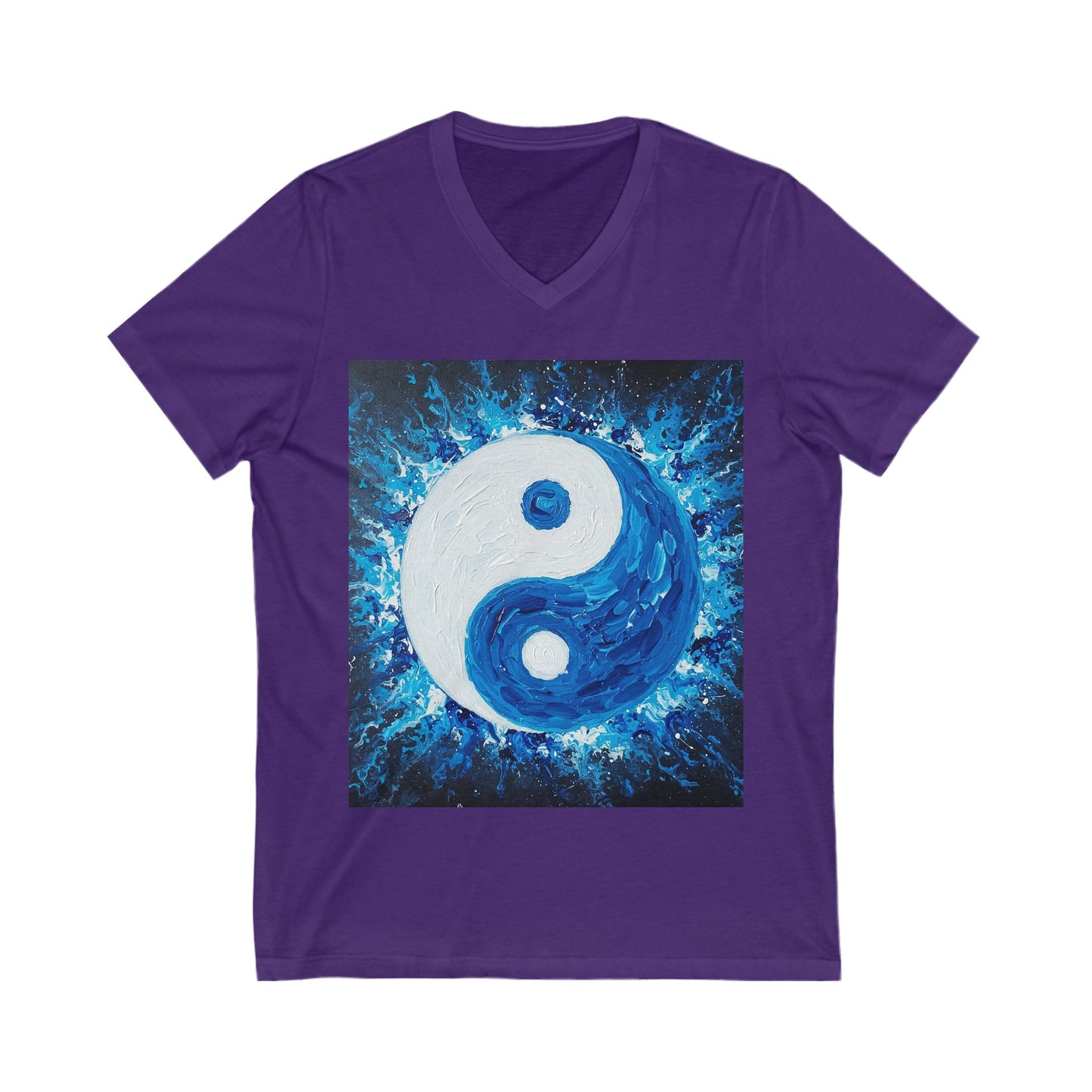 Yin Yang V-Neck Tee, Unisex Short Sleeve Shirt, Bohemian Style Top, Meditation Apparel, Gift for Yoga Lovers, Harmony Fashion