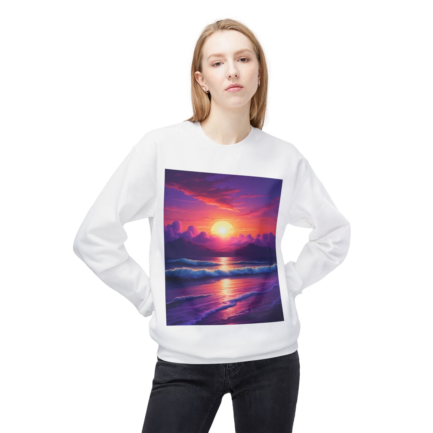 Sunset Ocean Crewneck Sweatshirt - Cozy Layer for Beach Lovers, Gift for Nature Enthusiasts, Perfect for Casual Days, Vibrant Art Apparel