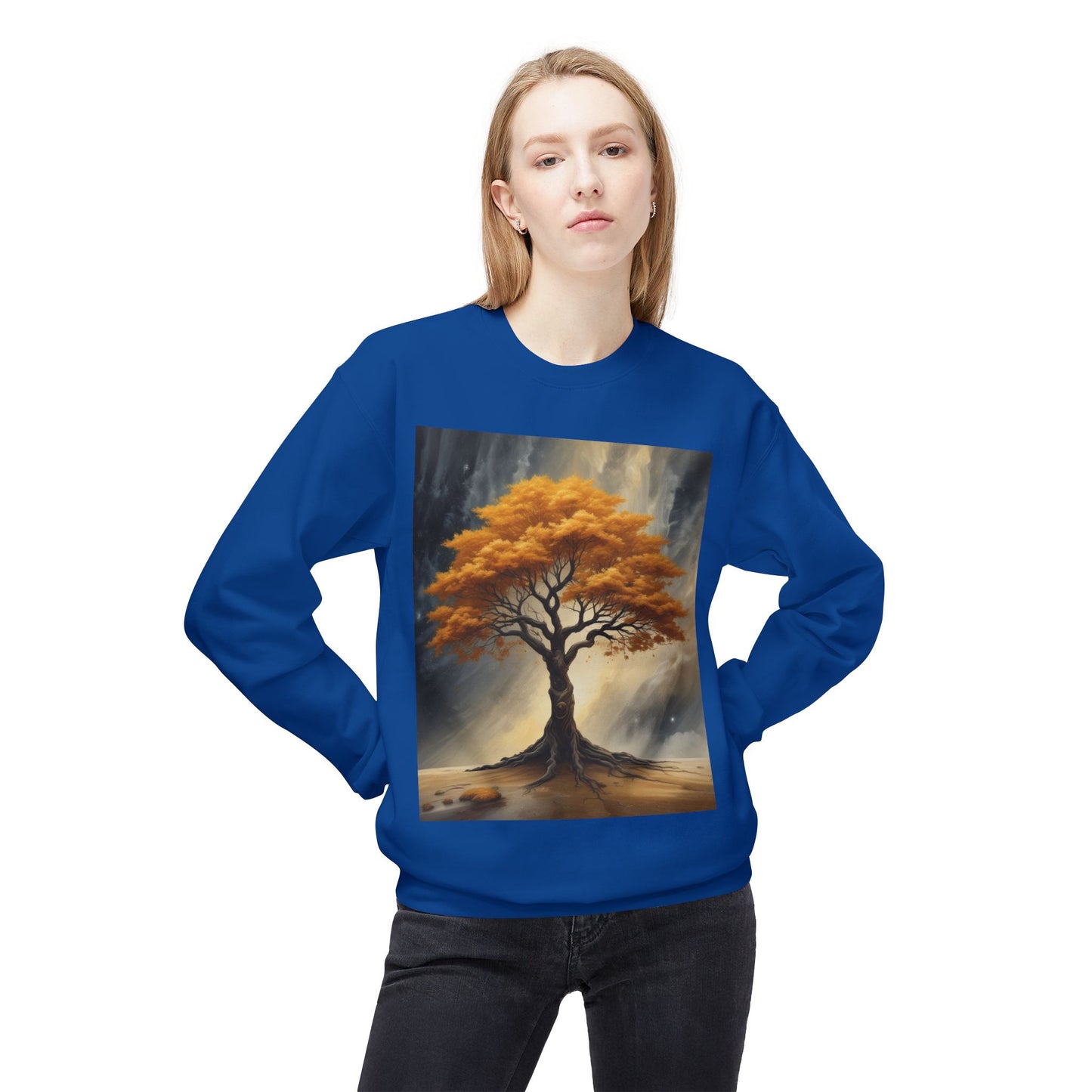 Autumn Tree Sweatshirt, Cozy Fall Apparel, Unisex Crewneck, Nature Lover Gift, Thanksgiving Outfit, Artistic Fleece Sweatshirt
