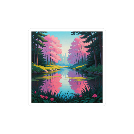 Nature Lake Painting Kiss-Cut Vinyl Decals