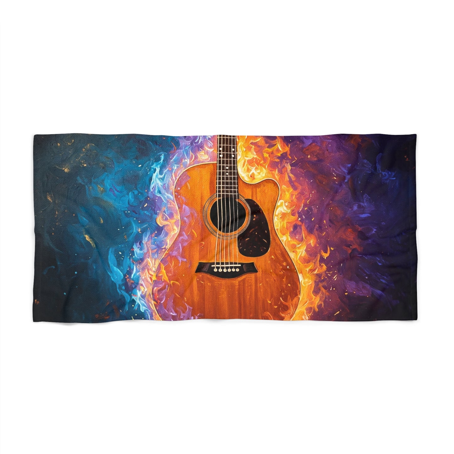 Fire Guitar Painting Beach Towel