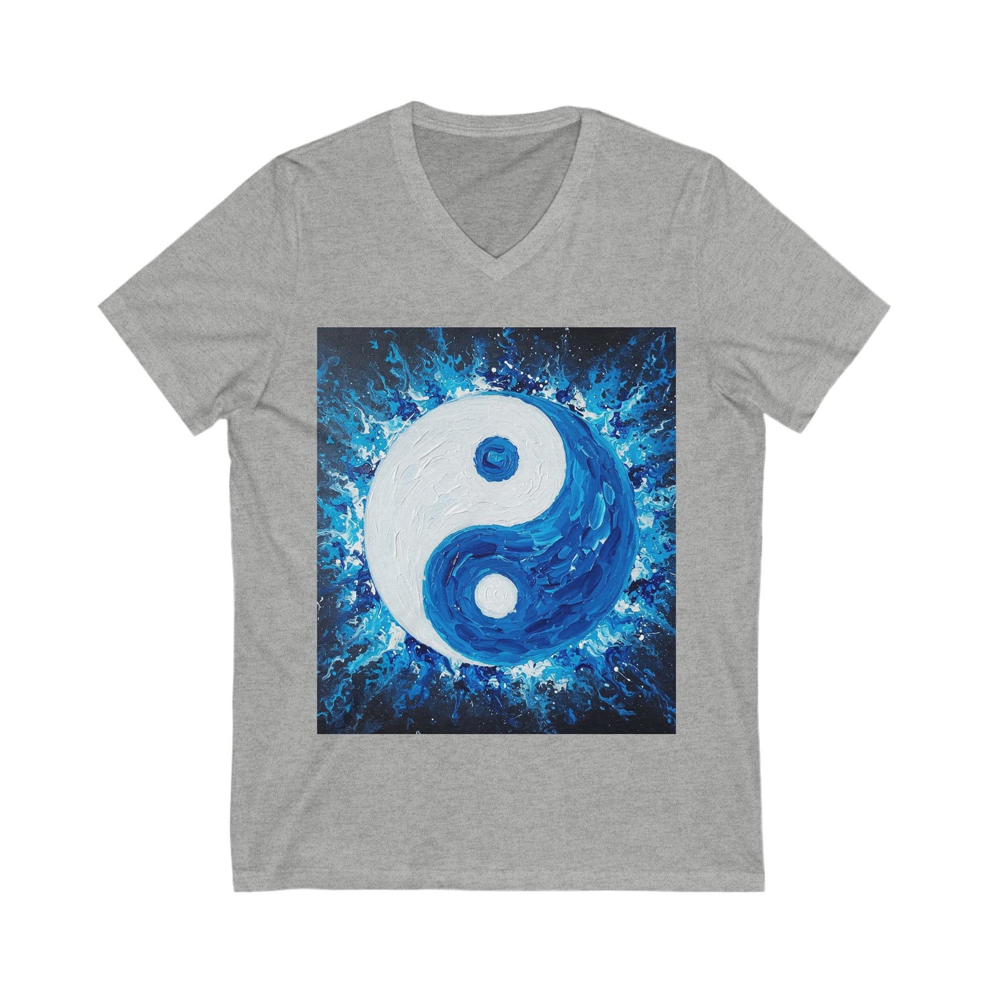 Yin Yang V-Neck Tee, Unisex Short Sleeve Shirt, Bohemian Style Top, Meditation Apparel, Gift for Yoga Lovers, Harmony Fashion