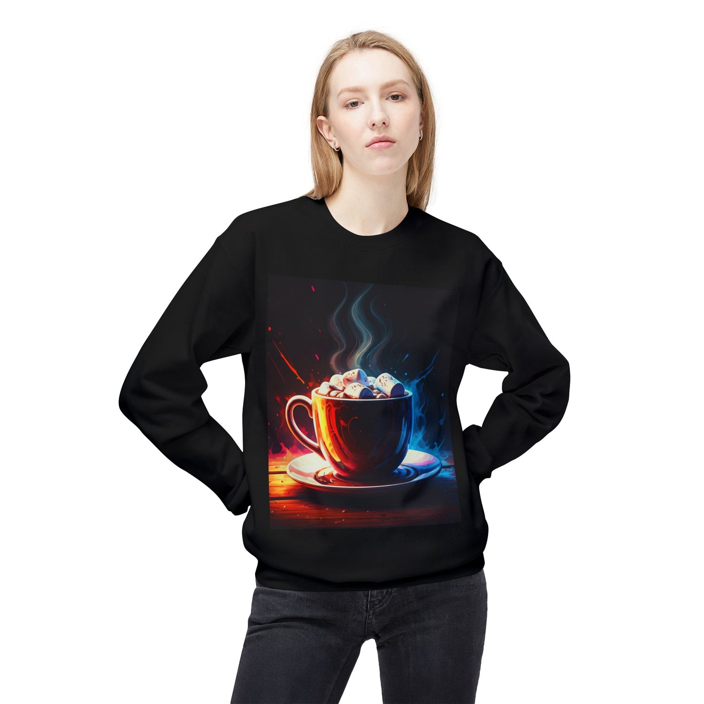 Abstract Hot Chocolate Graphic Unisex Midweight Softstyle Fleece Crewneck Sweatshirt