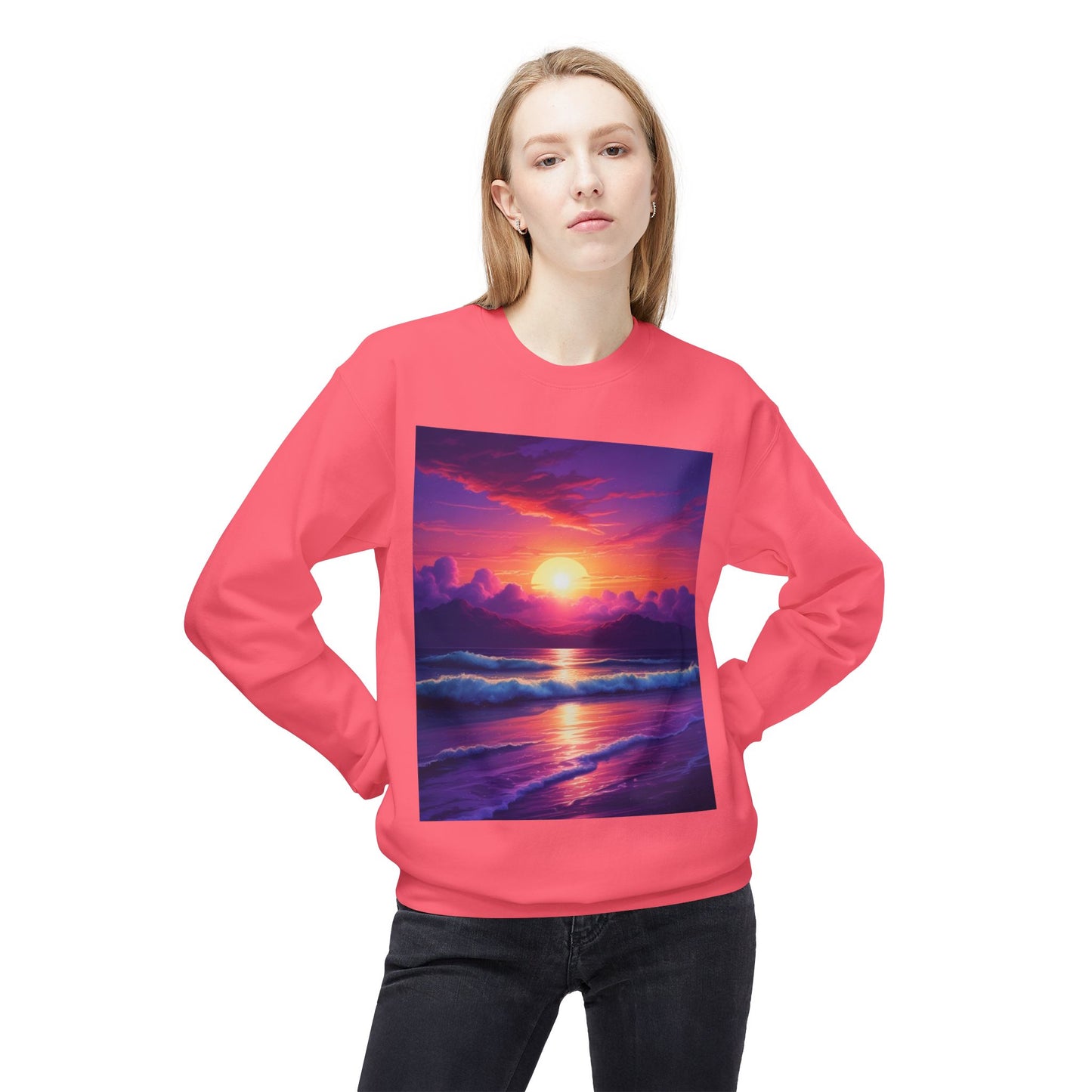 Sunset Ocean Crewneck Sweatshirt - Cozy Layer for Beach Lovers, Gift for Nature Enthusiasts, Perfect for Casual Days, Vibrant Art Apparel
