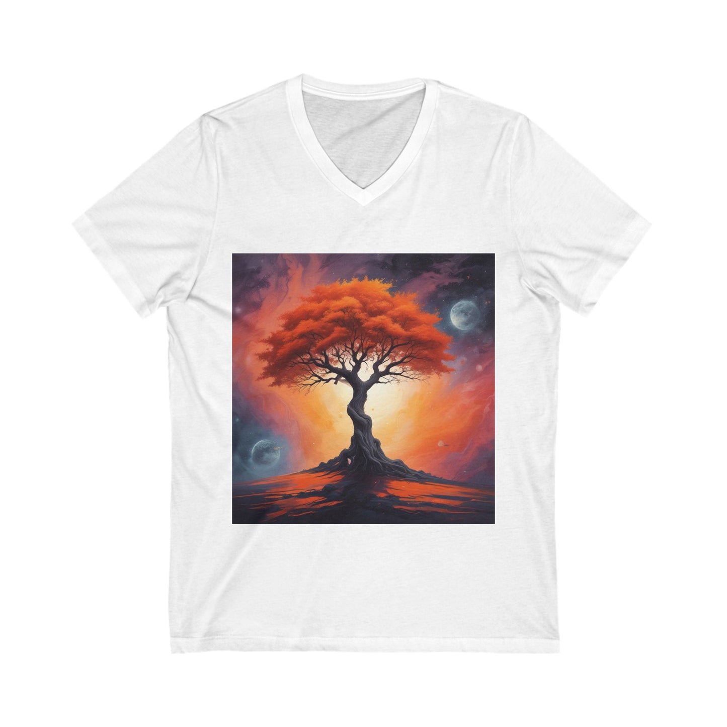 Vibrant Tree of Life Tee, Nature Lover Shirt, Eco-Friendly Apparel, Bohemian V-Neck T-Shirt, Gift for Earth Day, Casual Wear