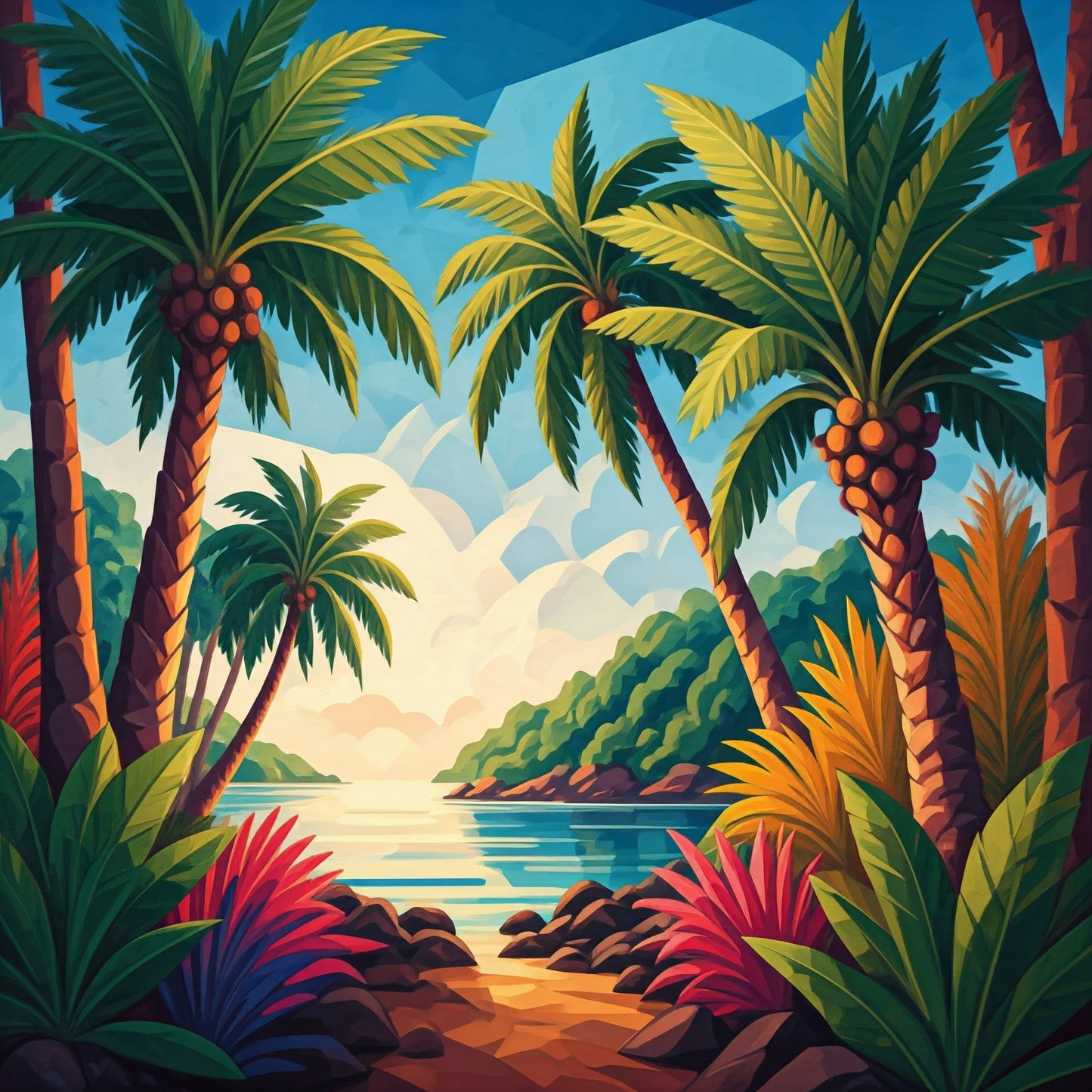 Tropical Island Painting Collection 15 Image Bundle