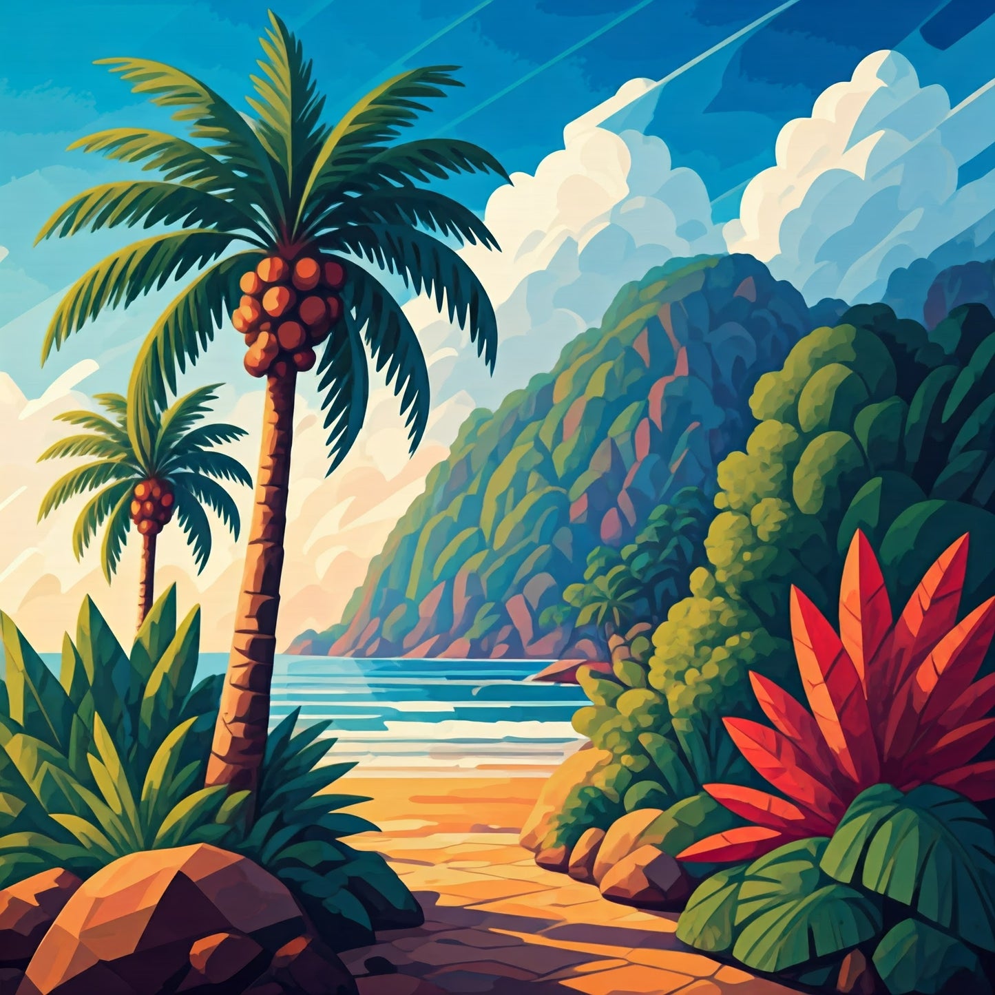 Tropical Island Painting Collection 15 Image Bundle