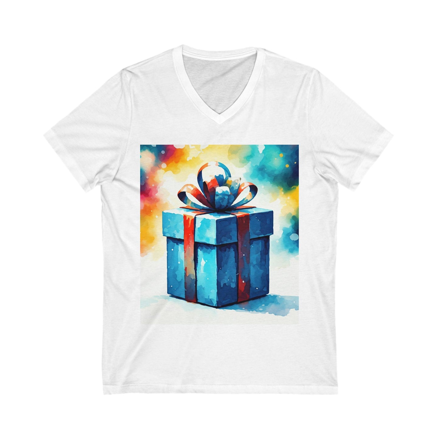 Joyful Gift Print V-Neck Tee, Fun Birthday Shirt, Celebrate Holidays, Unique Gift Idea, Casual Style, Unisex Tee