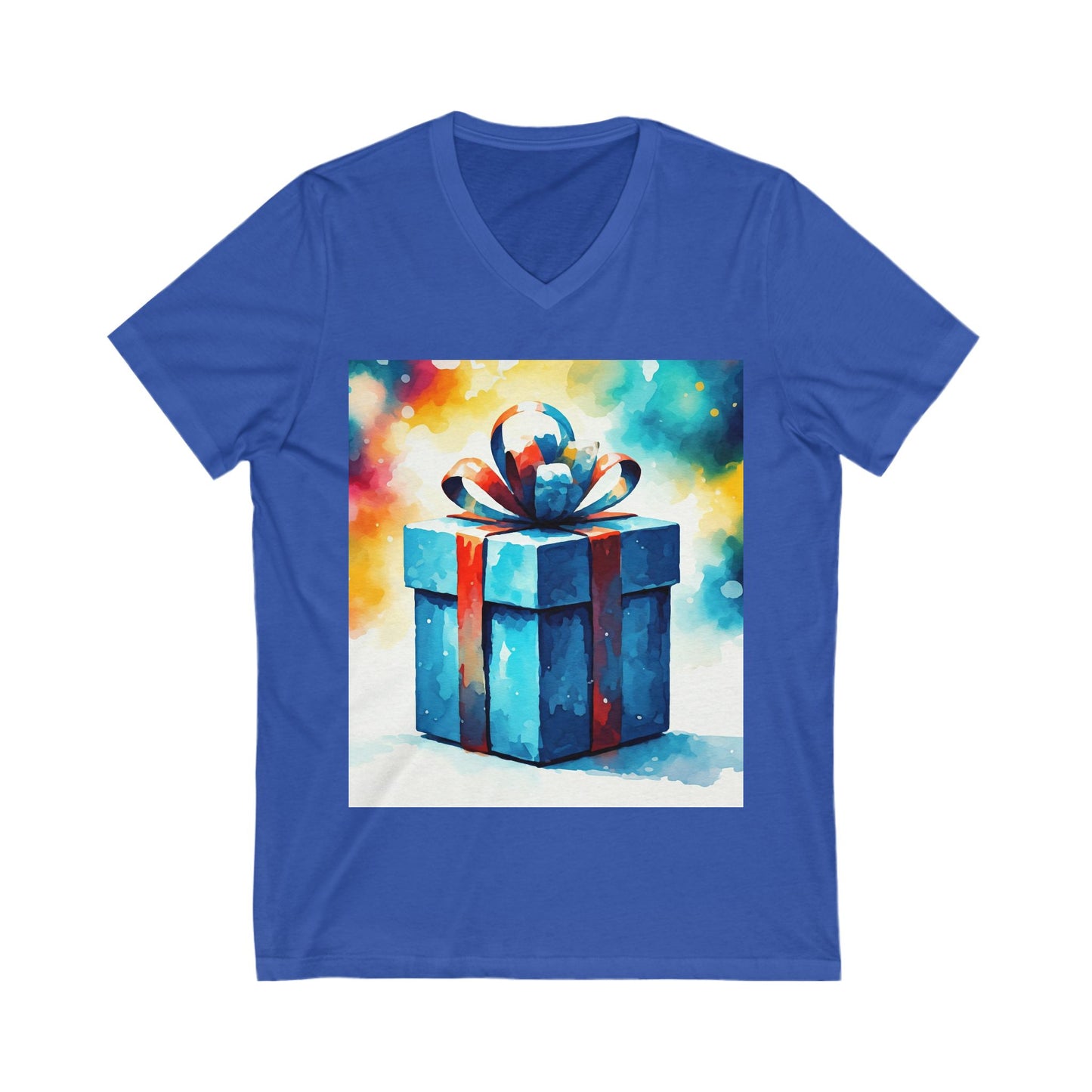 Joyful Gift Print V-Neck Tee, Fun Birthday Shirt, Celebrate Holidays, Unique Gift Idea, Casual Style, Unisex Tee