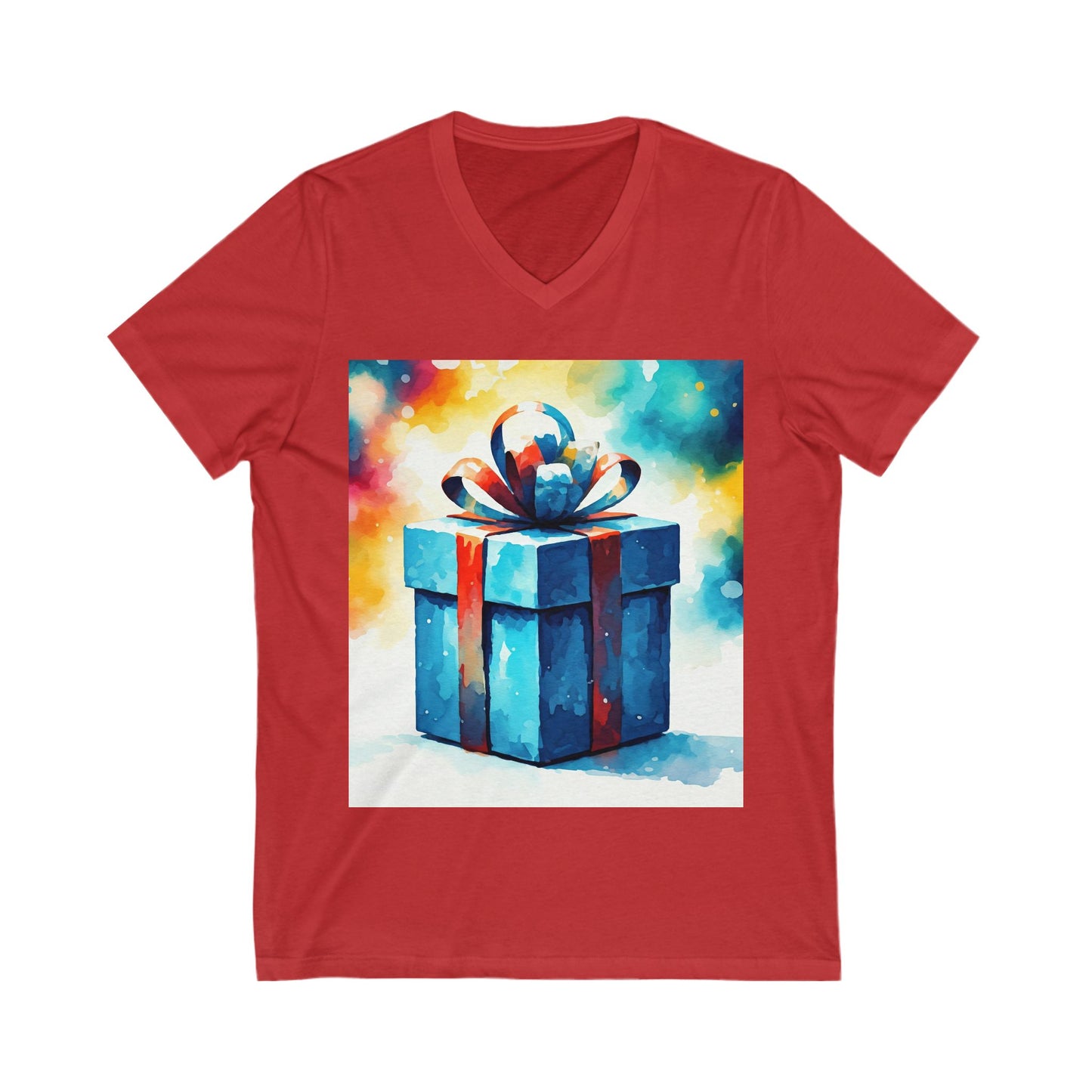 Joyful Gift Print V-Neck Tee, Fun Birthday Shirt, Celebrate Holidays, Unique Gift Idea, Casual Style, Unisex Tee