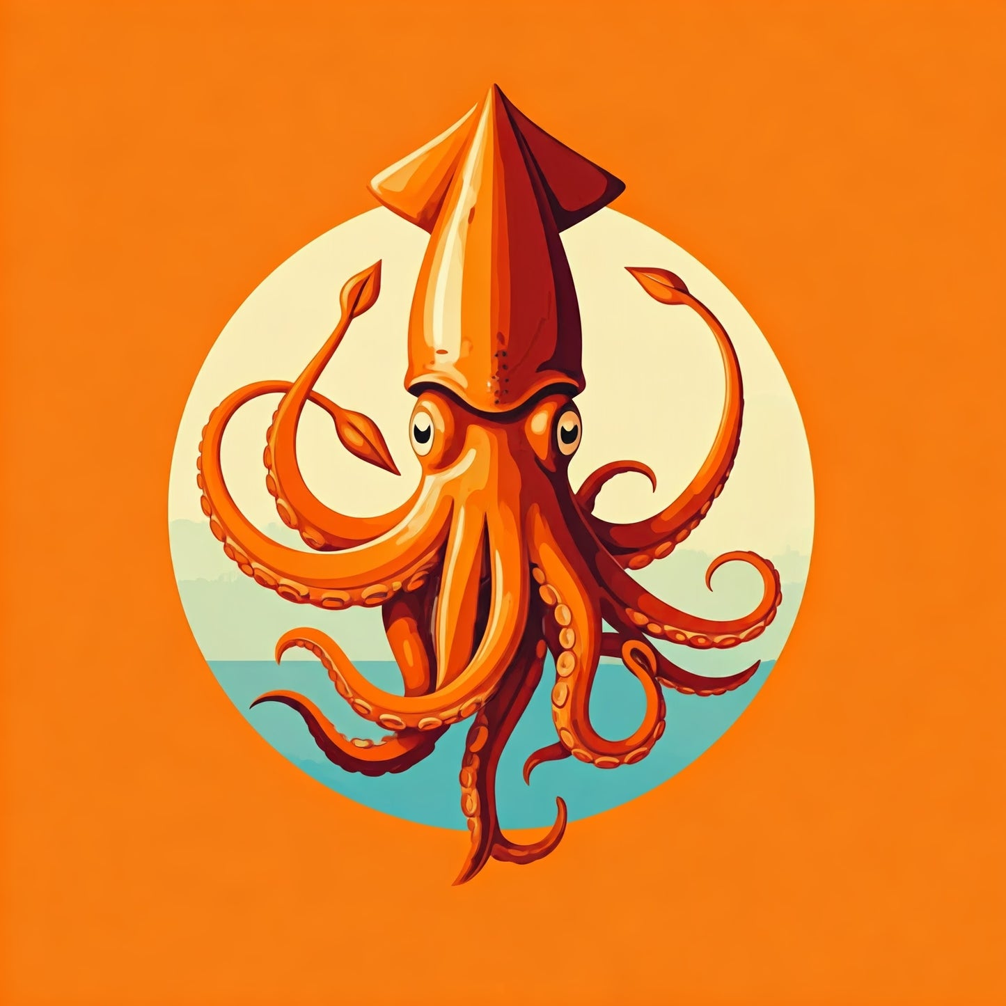 Orange Squid Painting